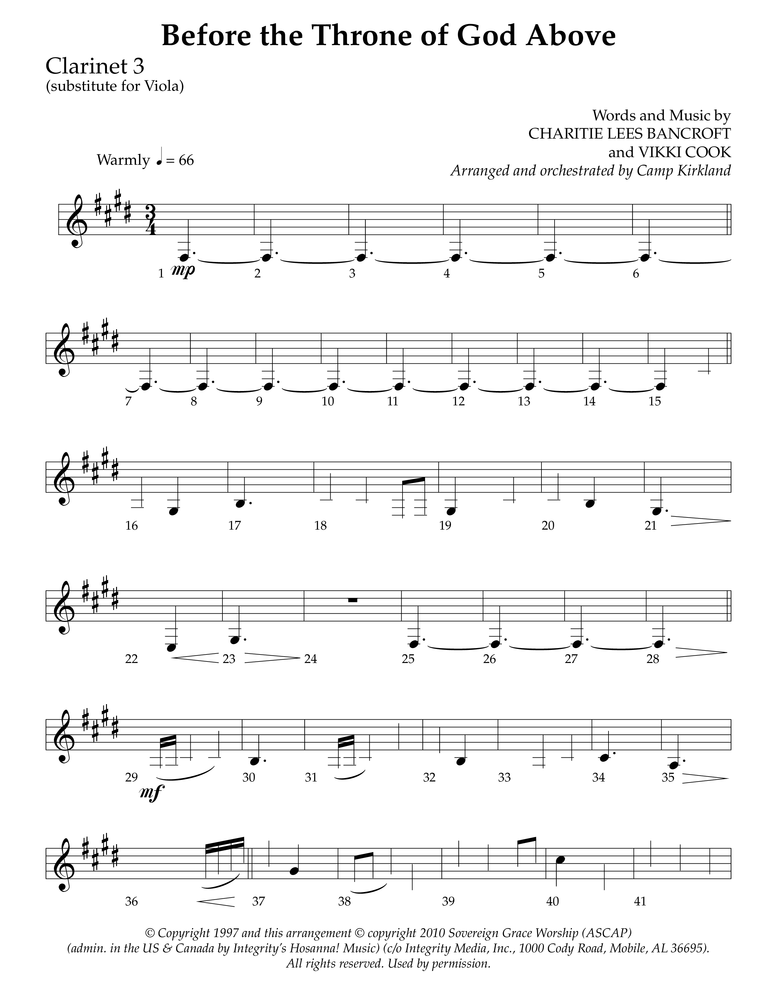 Before The Throne Of God Above (Choral Anthem SATB) Clarinet 3 (Lifeway Choral / Arr. Camp Kirkland)