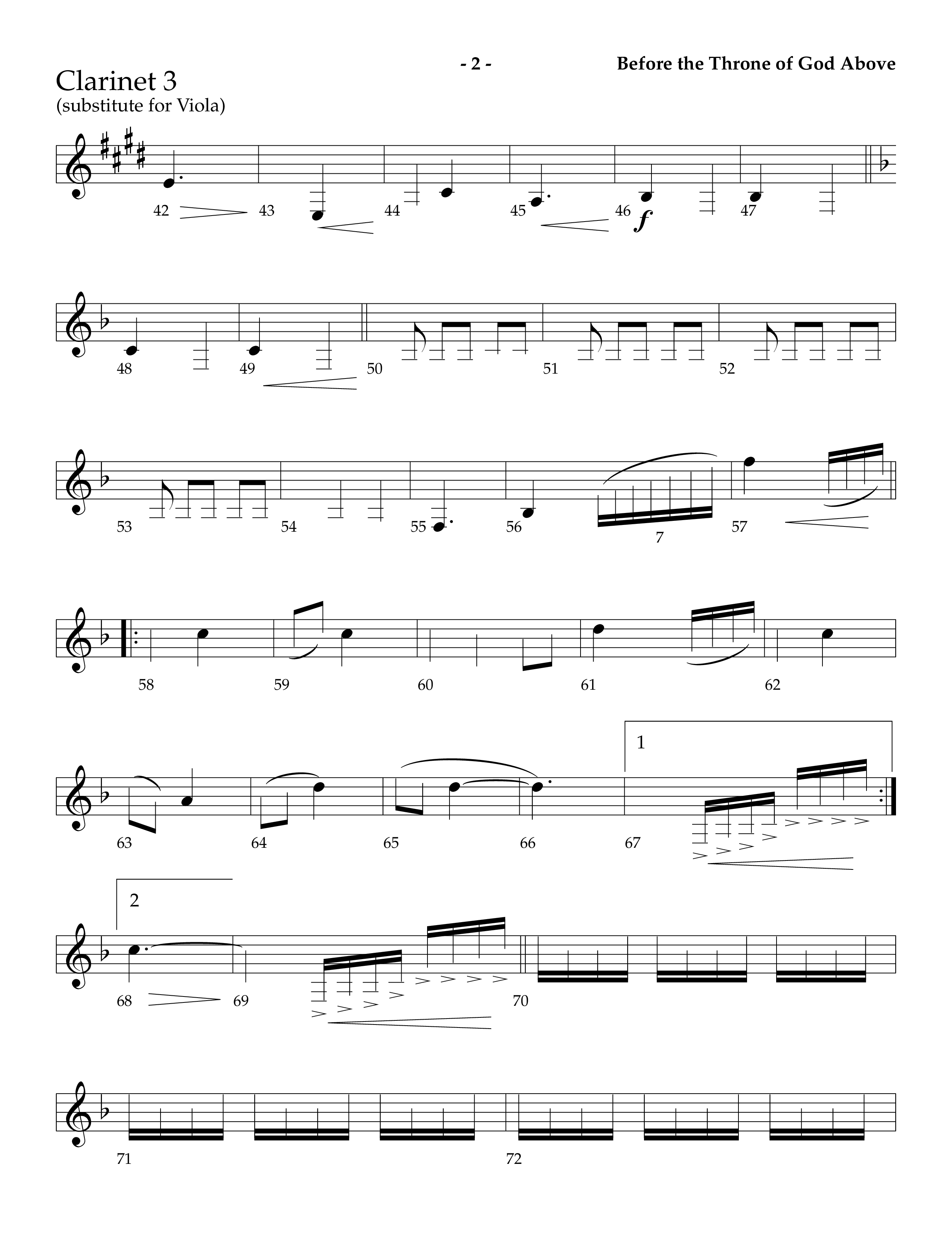Before The Throne Of God Above (Choral Anthem SATB) Clarinet 3 (Lifeway Choral / Arr. Camp Kirkland)