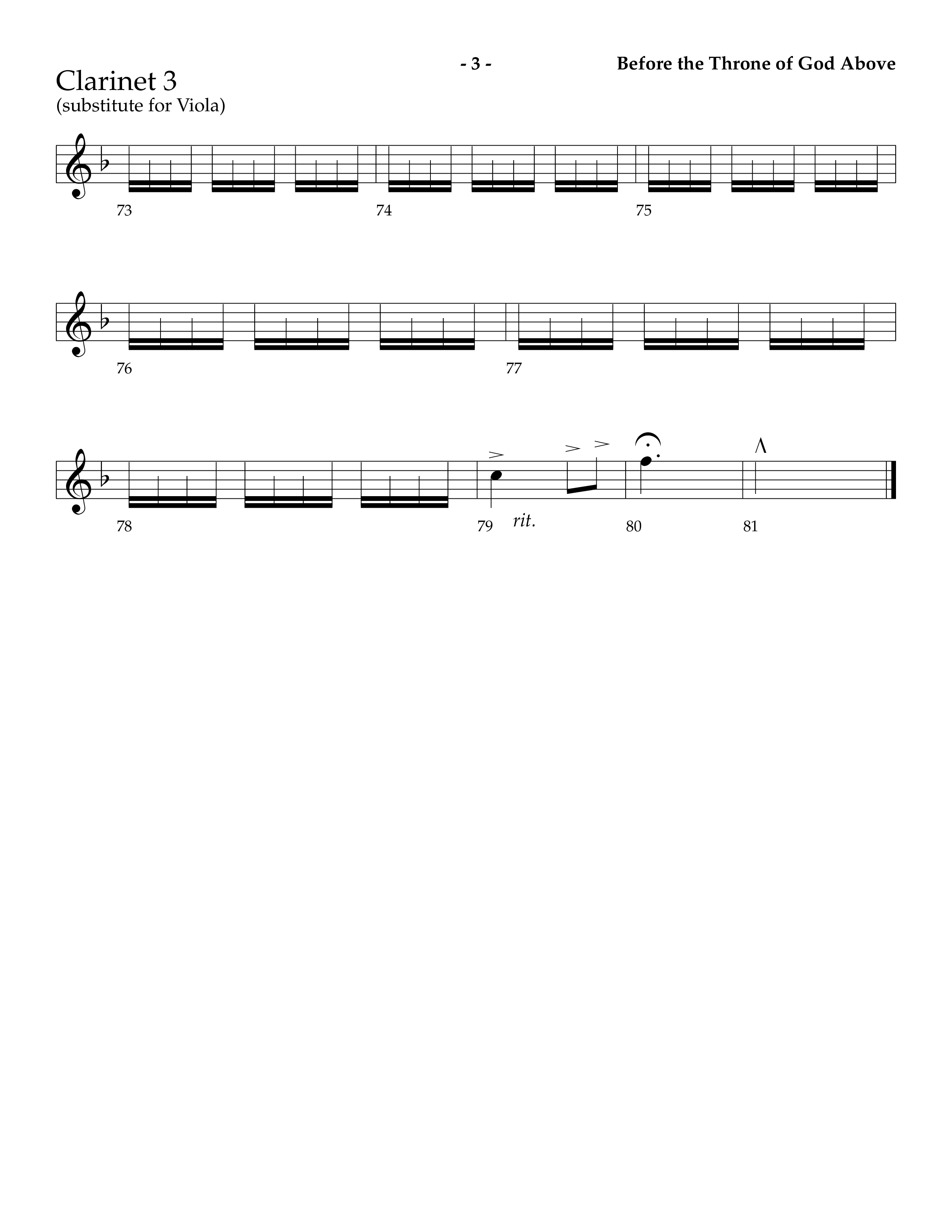 Before The Throne Of God Above (Choral Anthem SATB) Clarinet 3 (Lifeway Choral / Arr. Camp Kirkland)