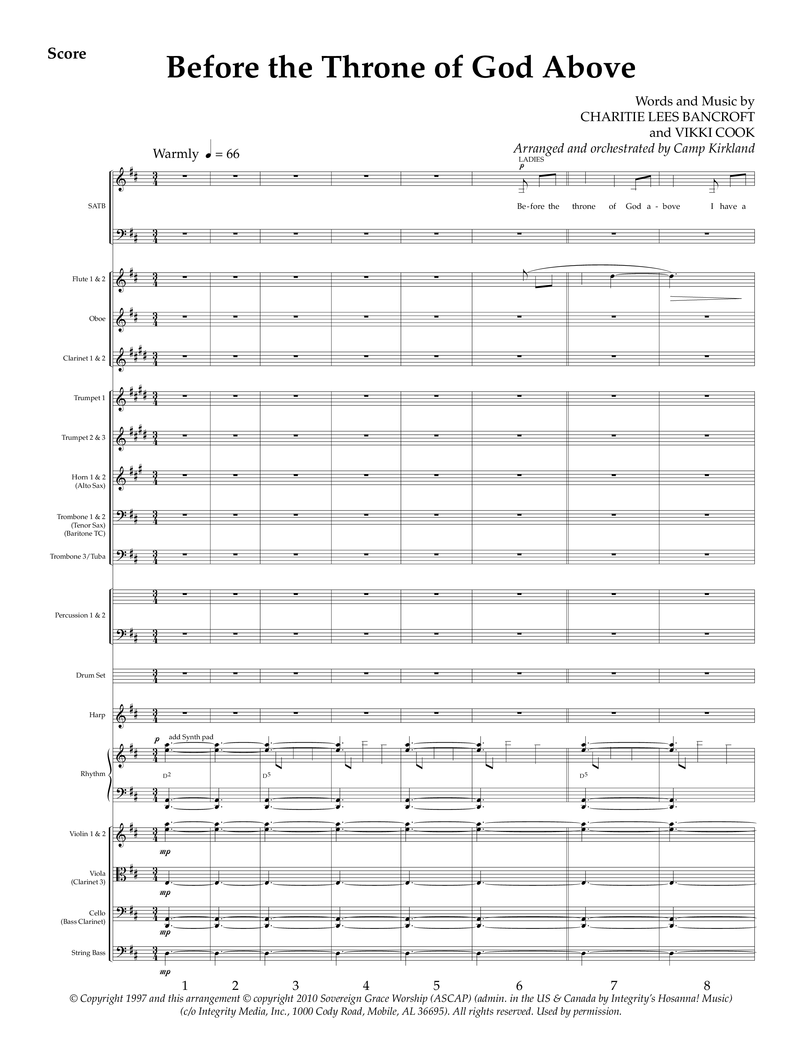 Before The Throne Of God Above (Choral Anthem SATB) Orchestration (Lifeway Choral / Arr. Camp Kirkland)