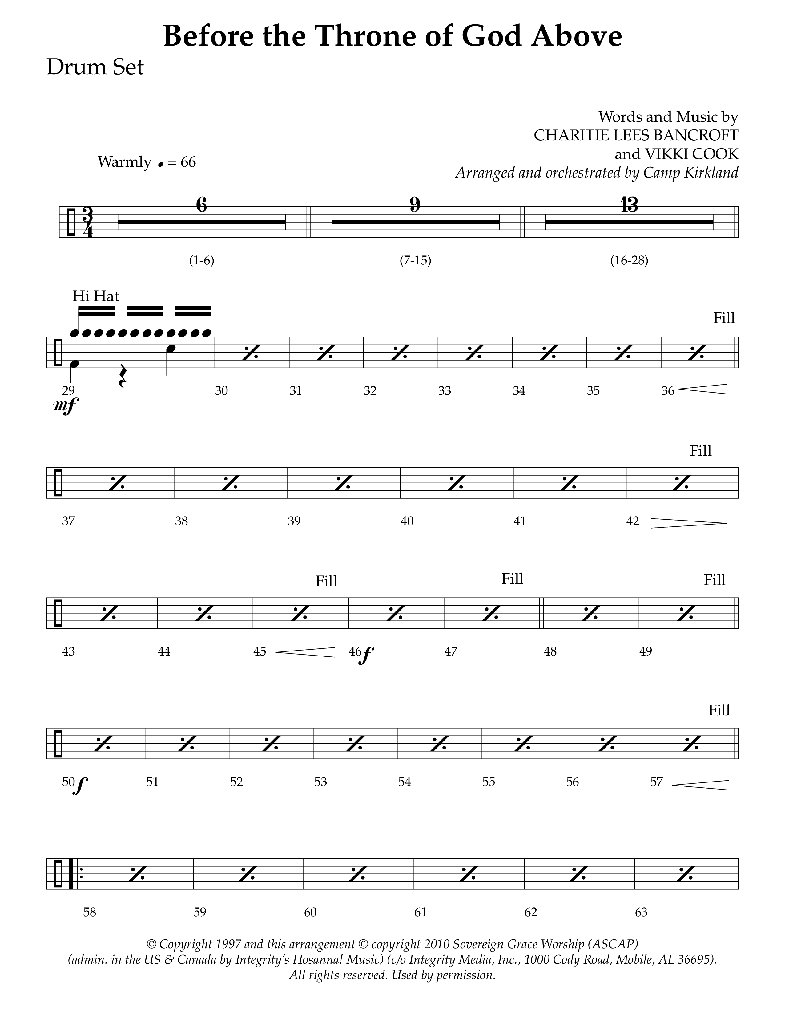 Before The Throne Of God Above (Choral Anthem SATB) Drum Set (Lifeway Choral / Arr. Camp Kirkland)