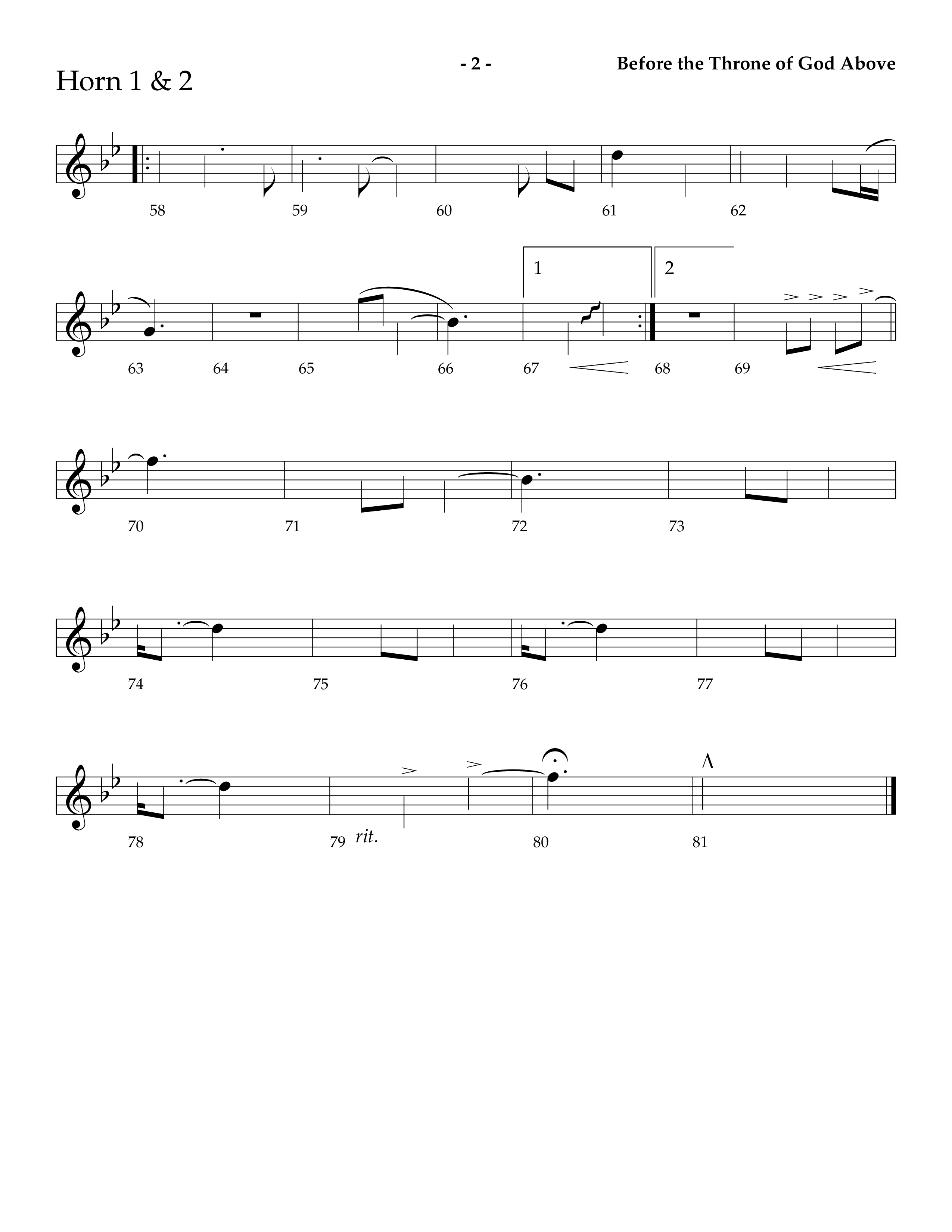 Before The Throne Of God Above (Choral Anthem SATB) French Horn 1/2 (Lifeway Choral / Arr. Camp Kirkland)