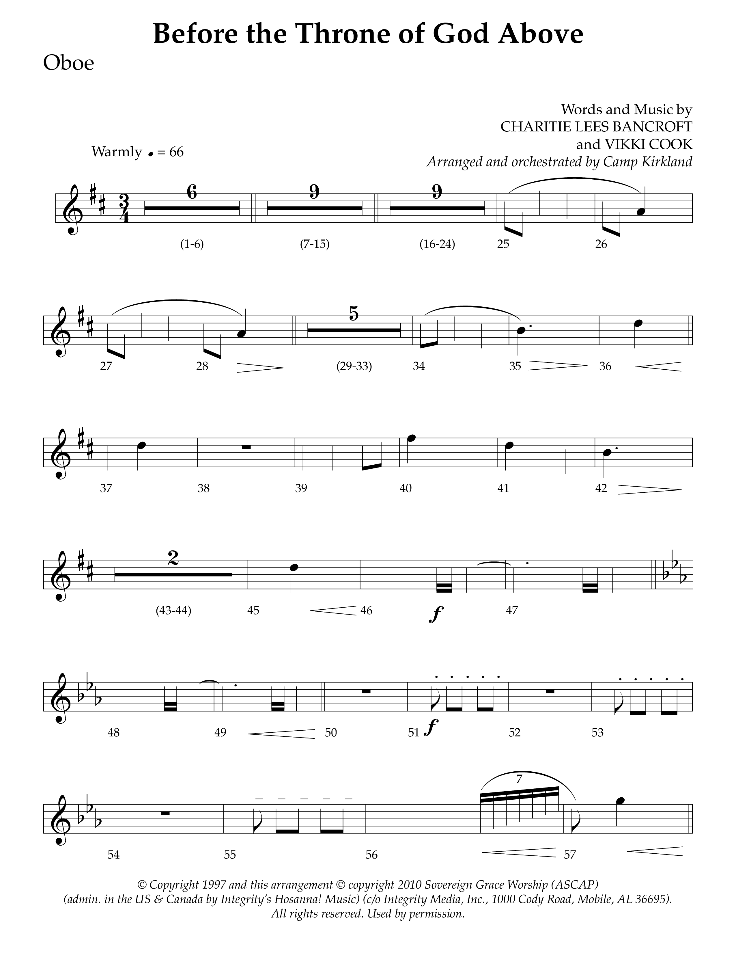 Before The Throne Of God Above (Choral Anthem SATB) Oboe (Lifeway Choral / Arr. Camp Kirkland)