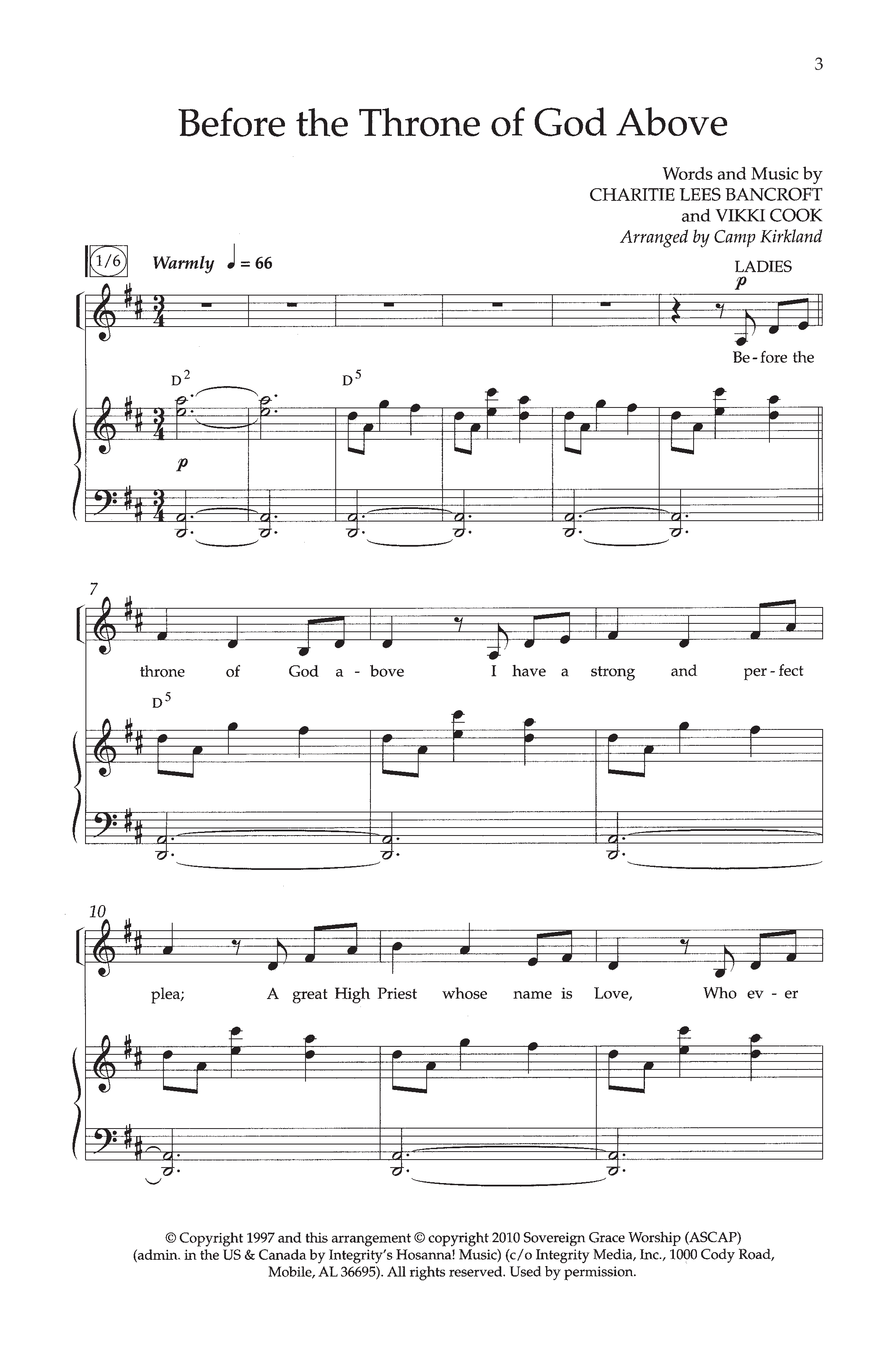 Before The Throne Of God Above (Choral Anthem SATB) Anthem (SATB/Piano) (Lifeway Choral / Arr. Camp Kirkland)