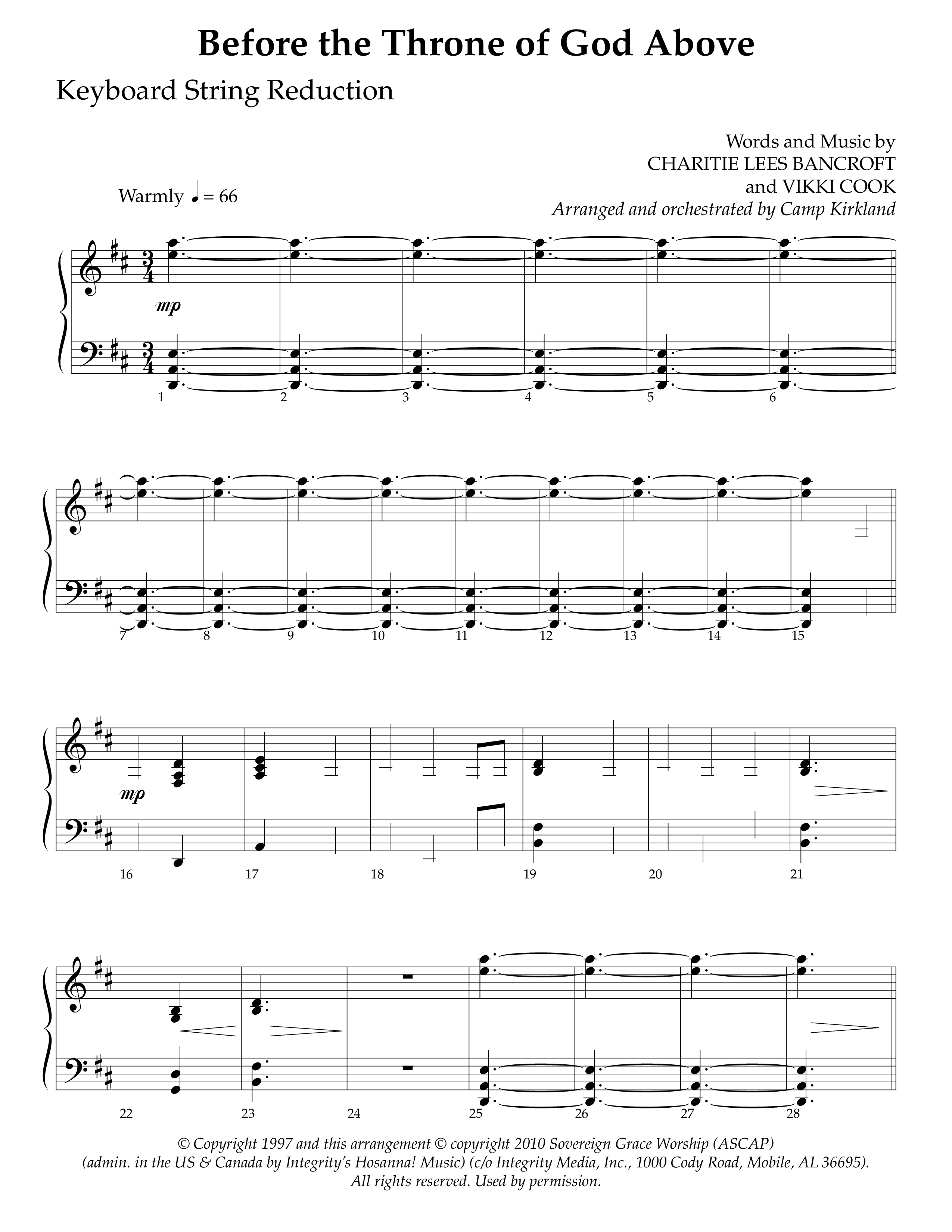 Before The Throne Of God Above (Choral Anthem SATB) String Reduction (Lifeway Choral / Arr. Camp Kirkland)