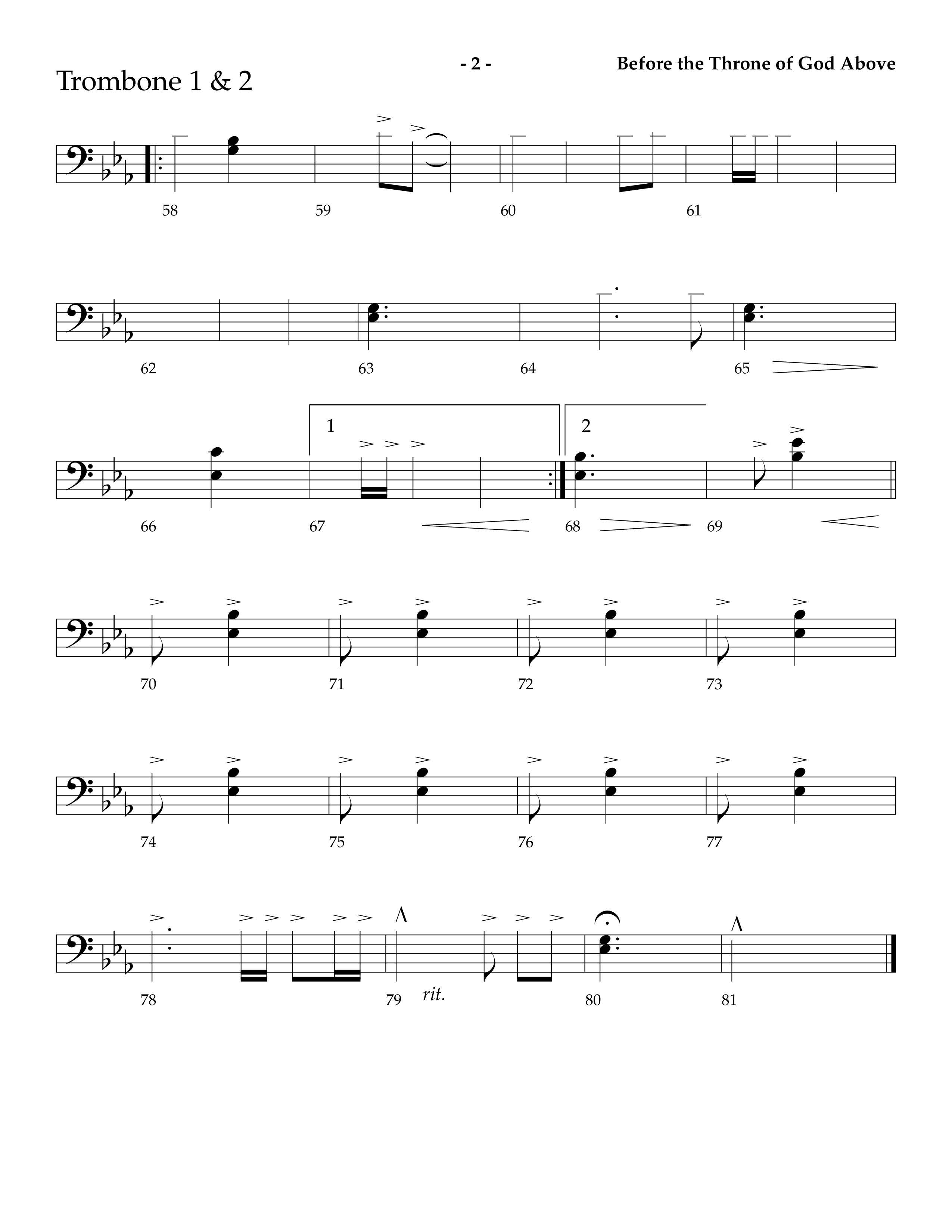 Before The Throne Of God Above (Choral Anthem SATB) Trombone 1/2 (Lifeway Choral / Arr. Camp Kirkland)