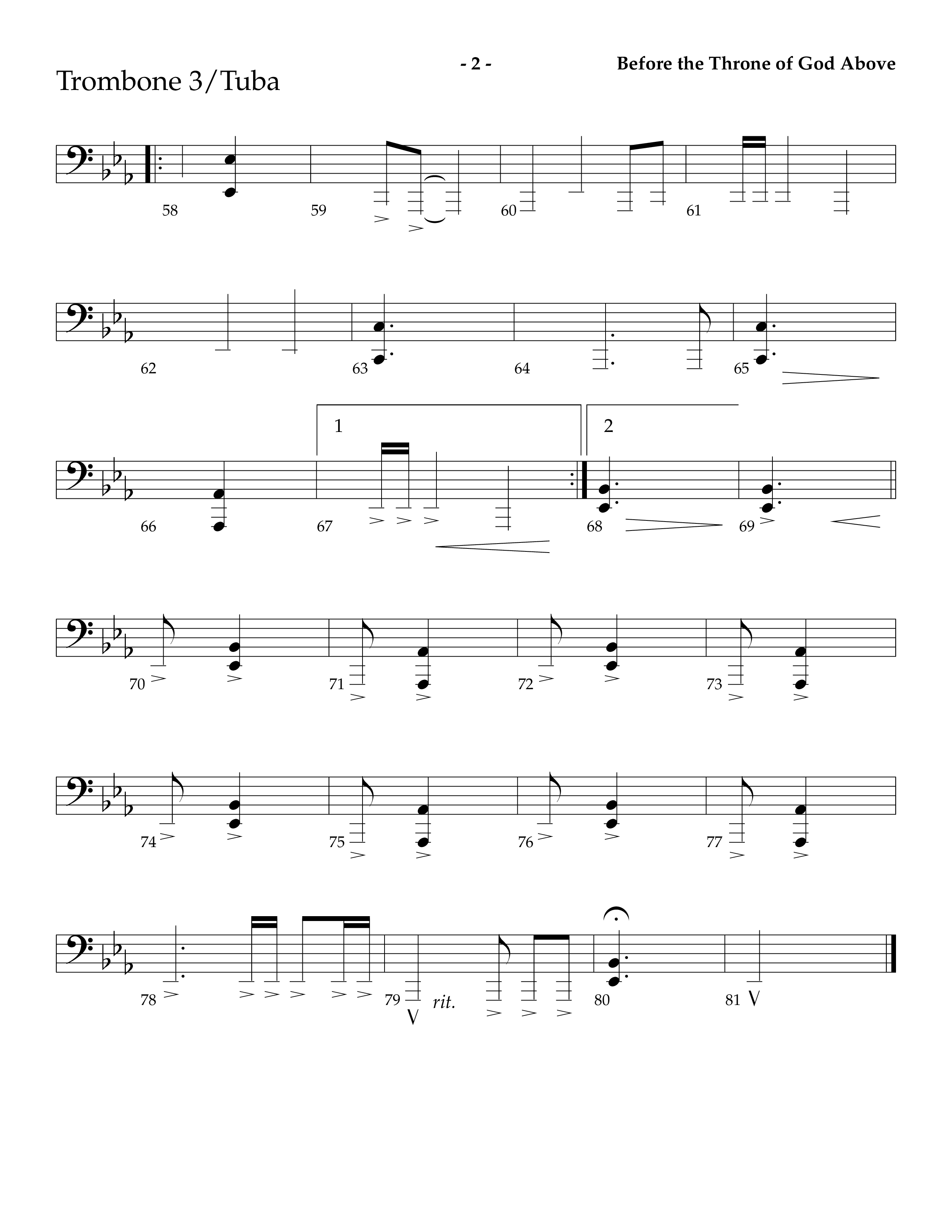Before The Throne Of God Above (Choral Anthem SATB) Trombone 3/Tuba (Lifeway Choral / Arr. Camp Kirkland)