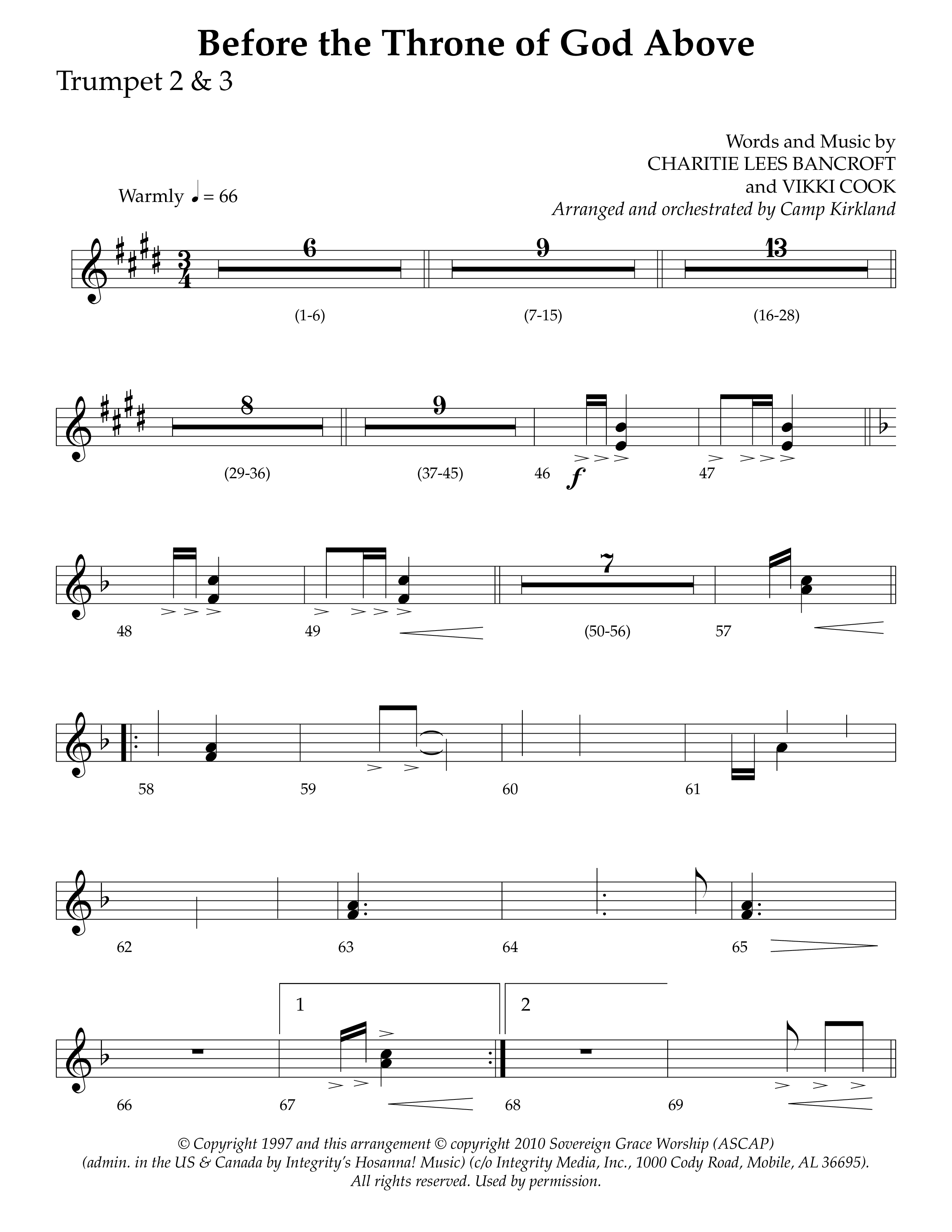 Before The Throne Of God Above (Choral Anthem SATB) Trumpet 2/3 (Lifeway Choral / Arr. Camp Kirkland)