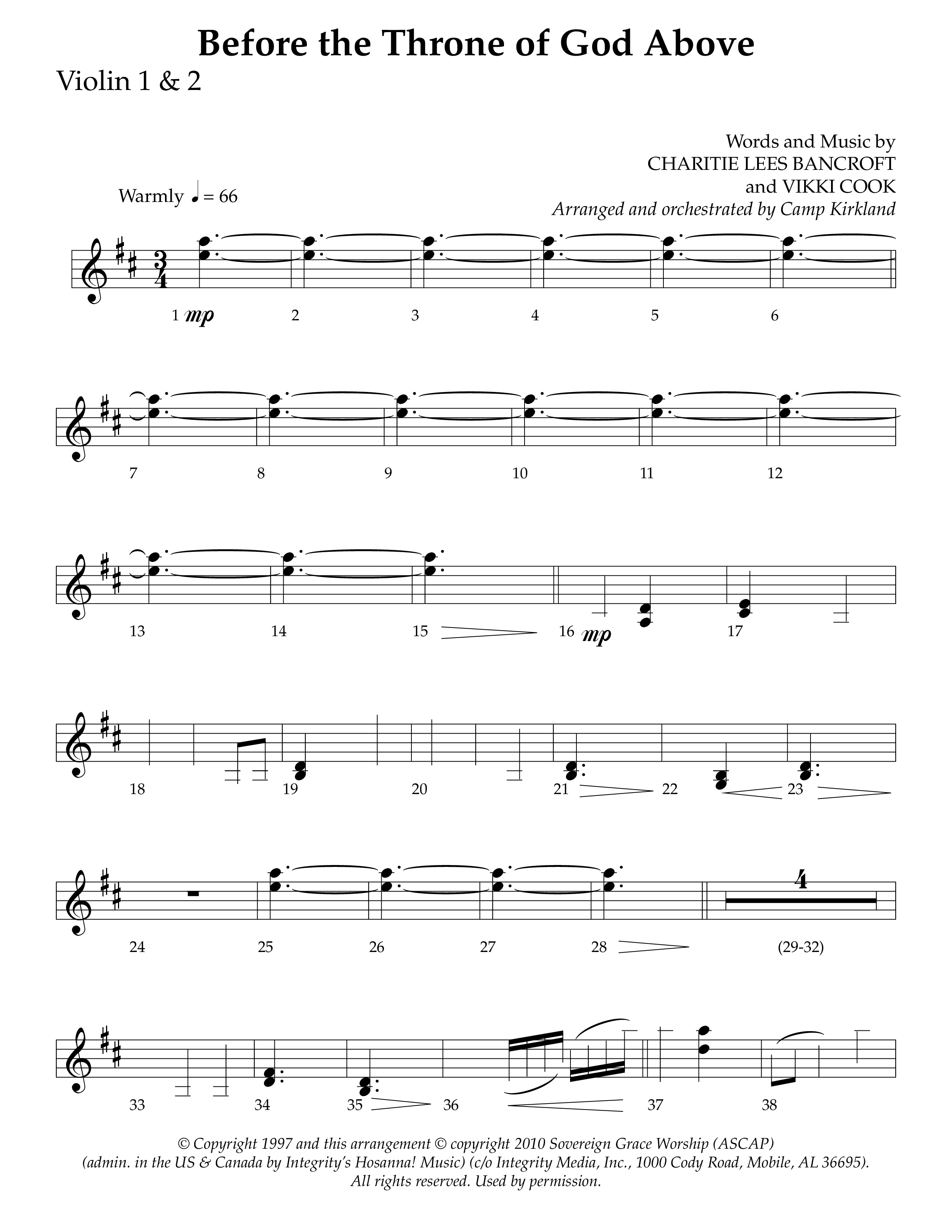 Before The Throne Of God Above (Choral Anthem SATB) Violin 1/2 (Lifeway Choral / Arr. Camp Kirkland)