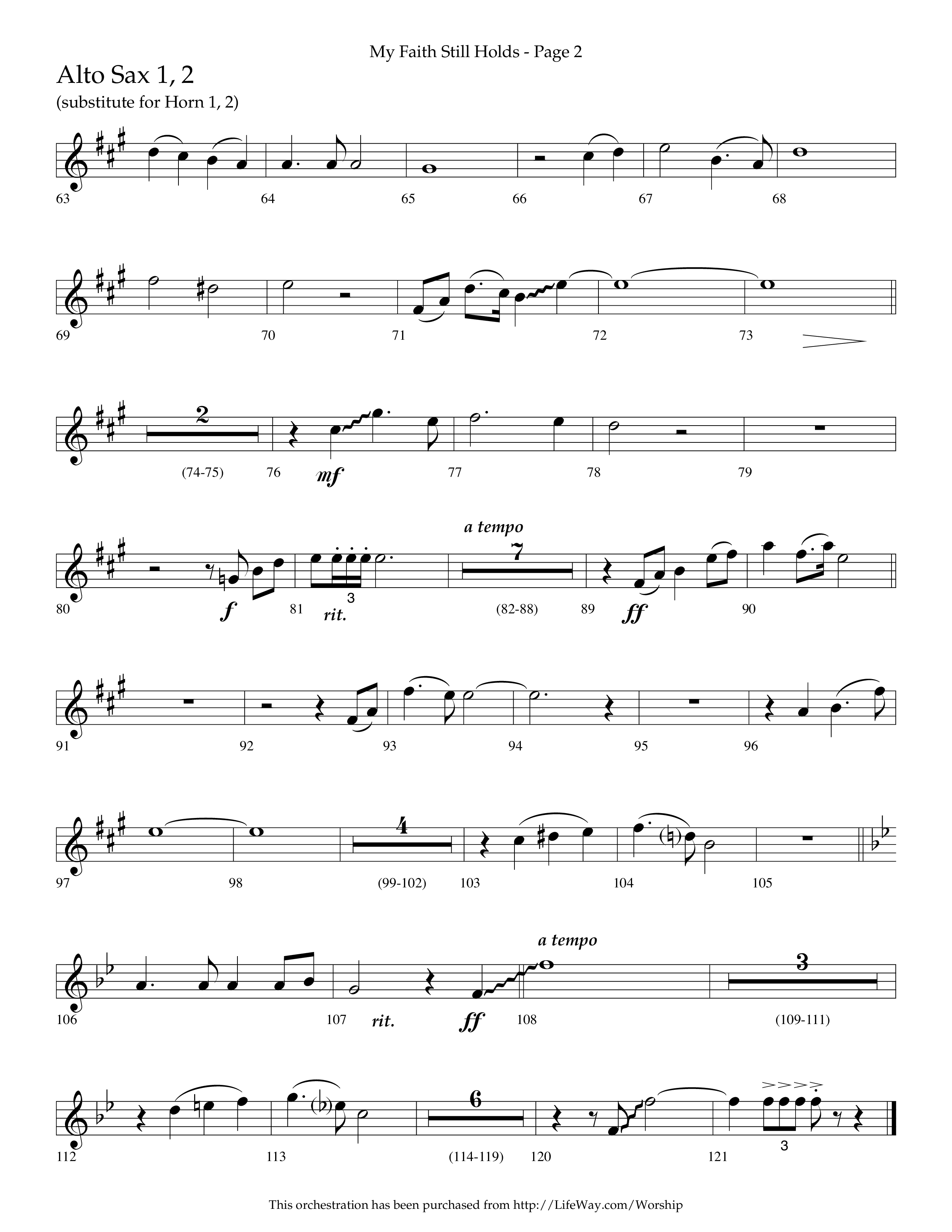 My Faith Still Holds (Choral Anthem SATB) Alto Sax 1/2 (Lifeway Choral / Arr. Russell Mauldin)