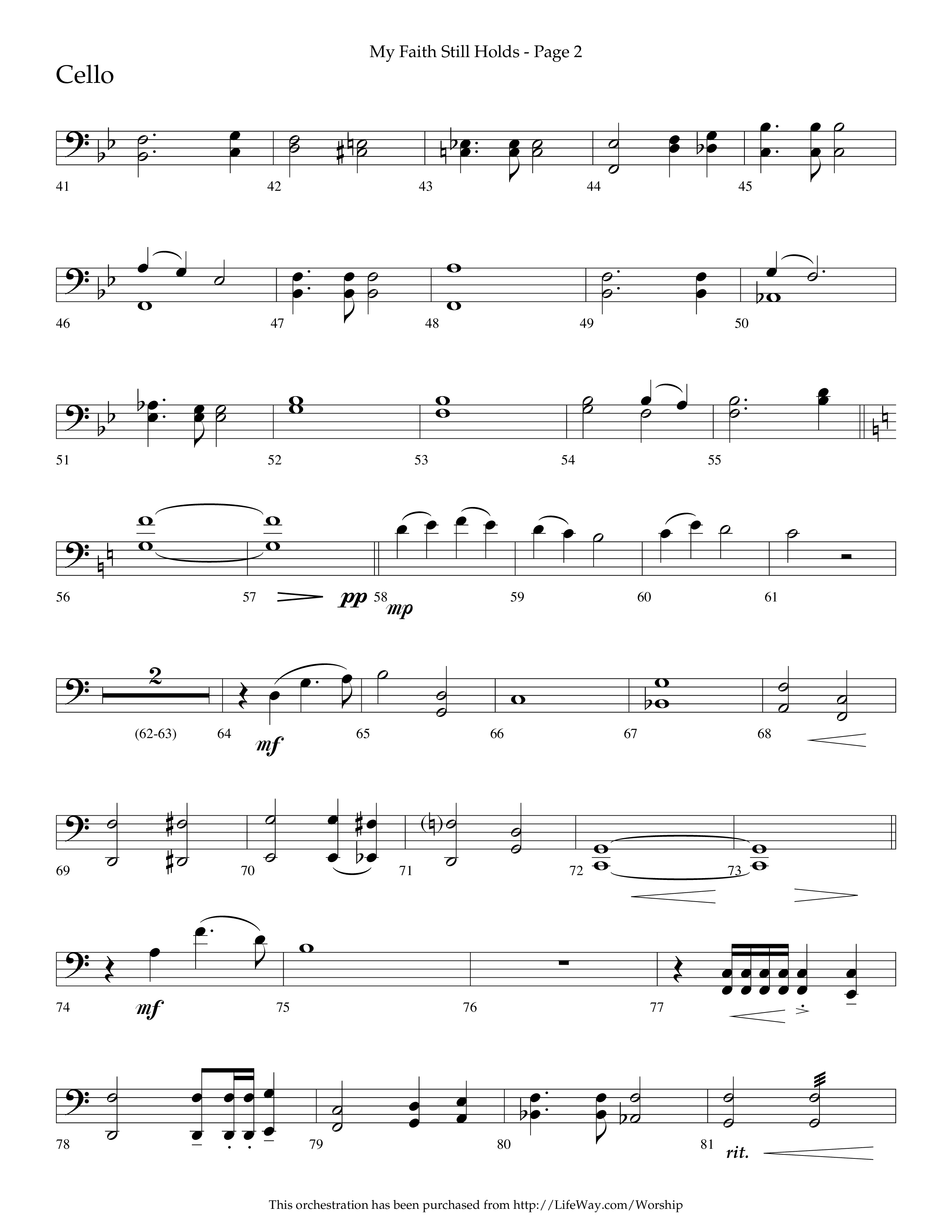 My Faith Still Holds (Choral Anthem SATB) Cello (Lifeway Choral / Arr. Russell Mauldin)