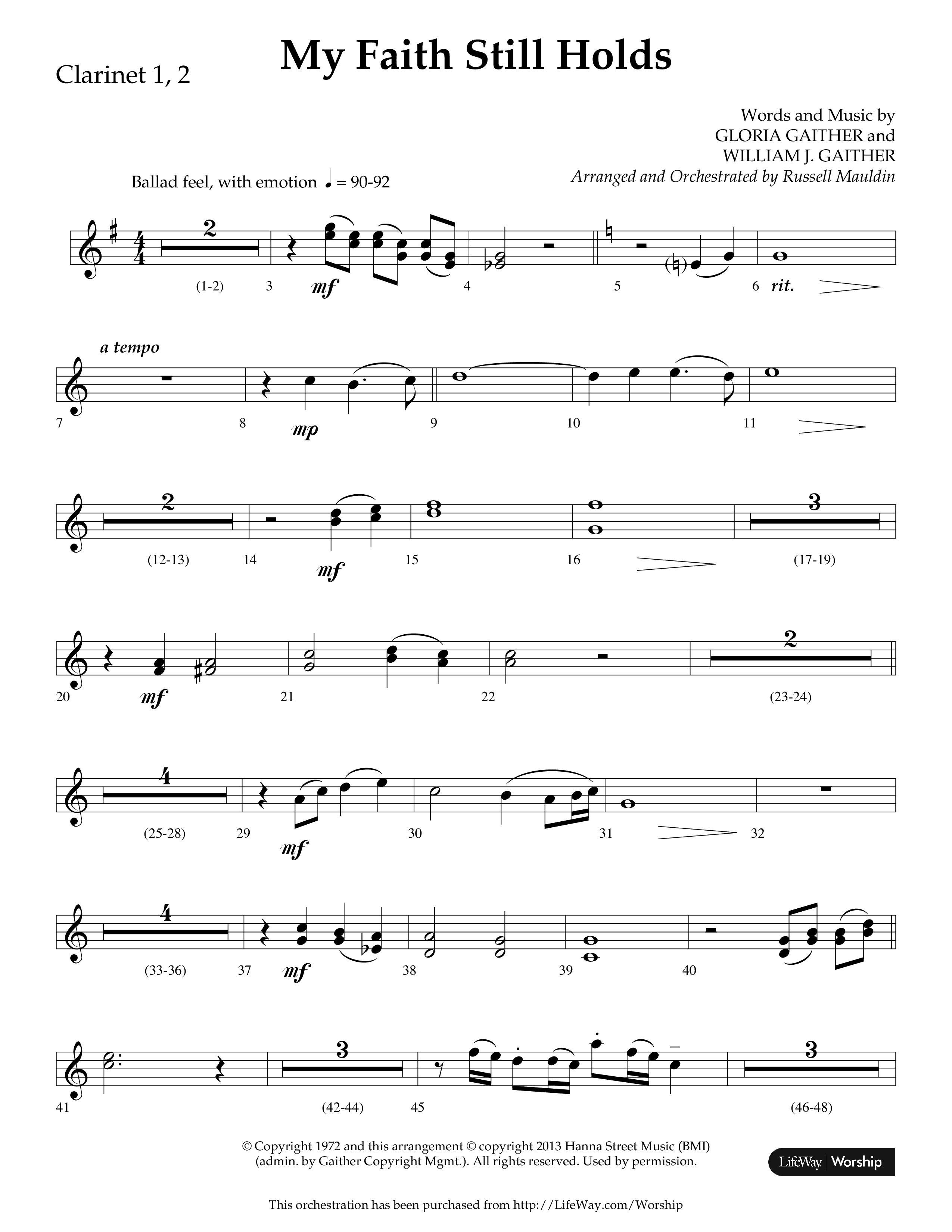 My Faith Still Holds (Choral Anthem SATB) Clarinet 1/2 (Lifeway Choral / Arr. Russell Mauldin)