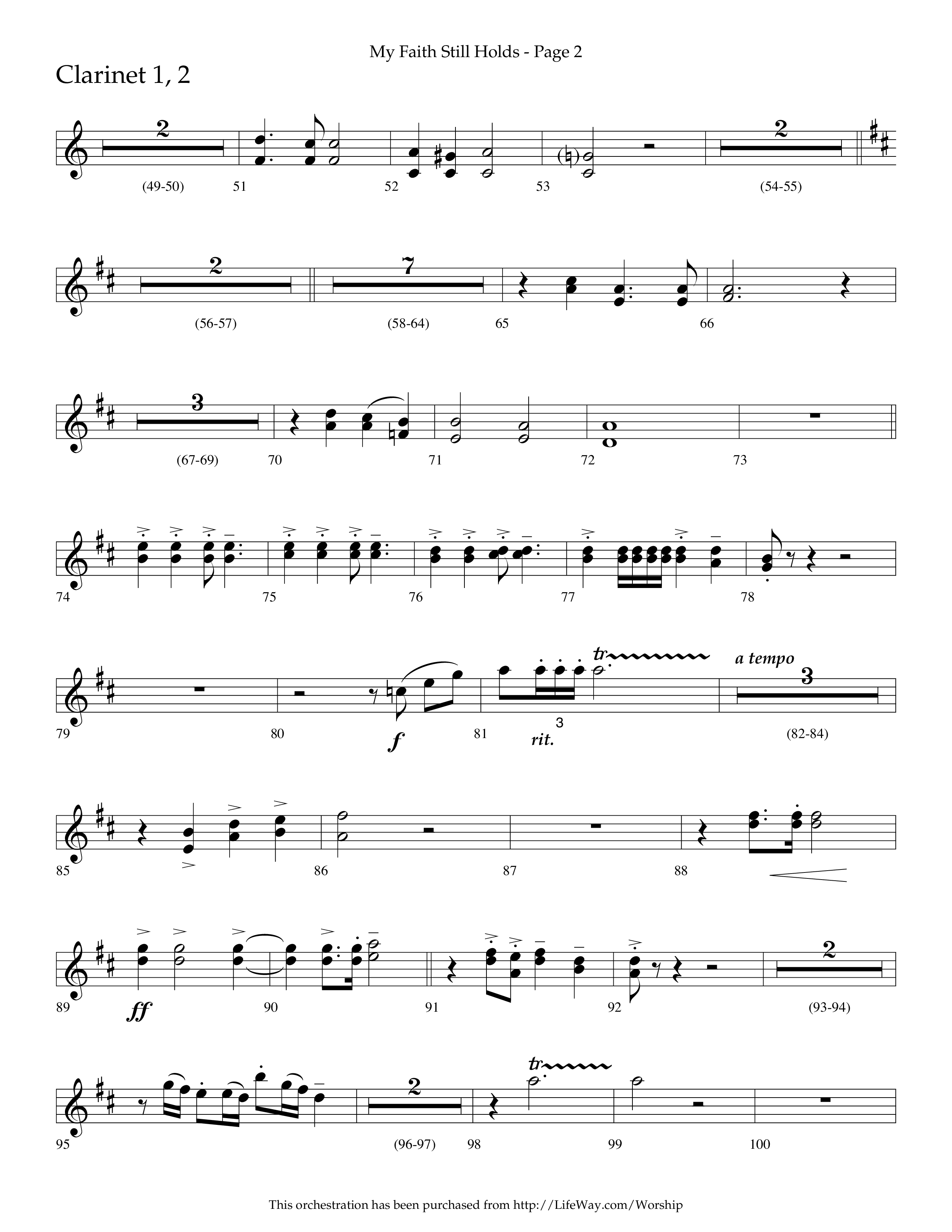 My Faith Still Holds (Choral Anthem SATB) Clarinet 1/2 (Lifeway Choral / Arr. Russell Mauldin)