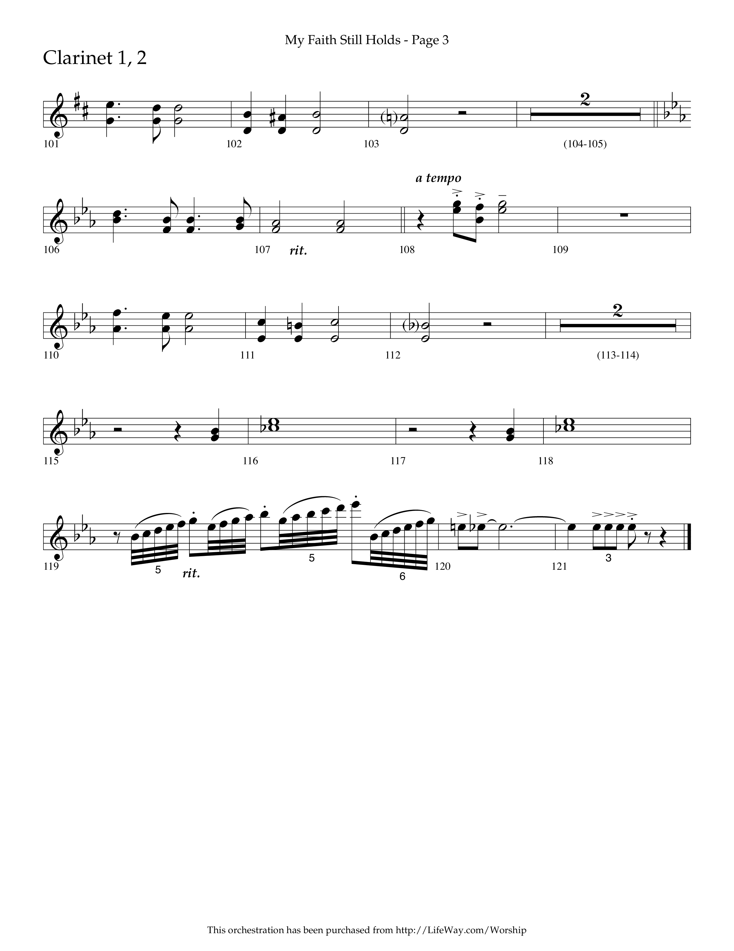 My Faith Still Holds (Choral Anthem SATB) Clarinet 1/2 (Lifeway Choral / Arr. Russell Mauldin)