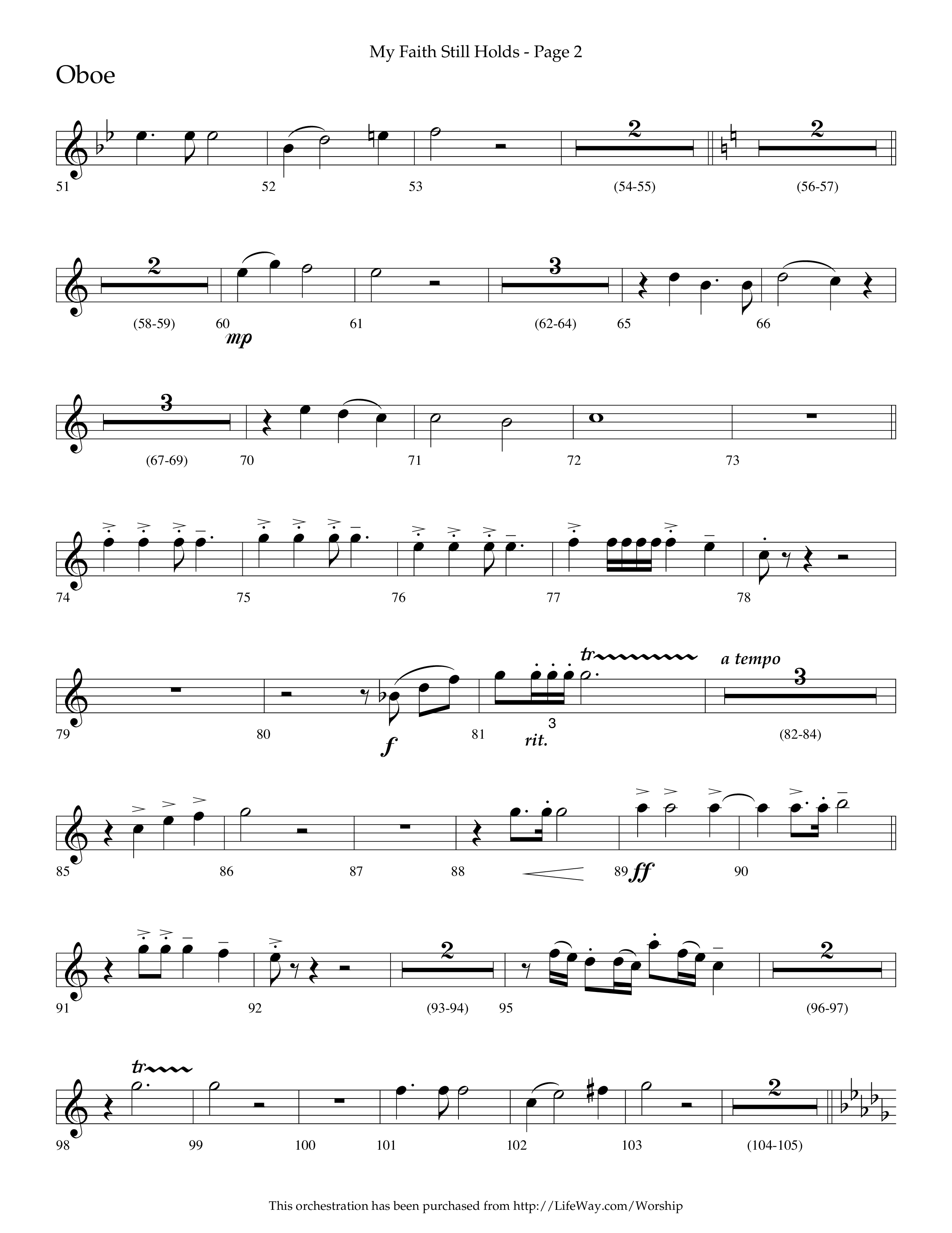 My Faith Still Holds (Choral Anthem SATB) Oboe (Lifeway Choral / Arr. Russell Mauldin)