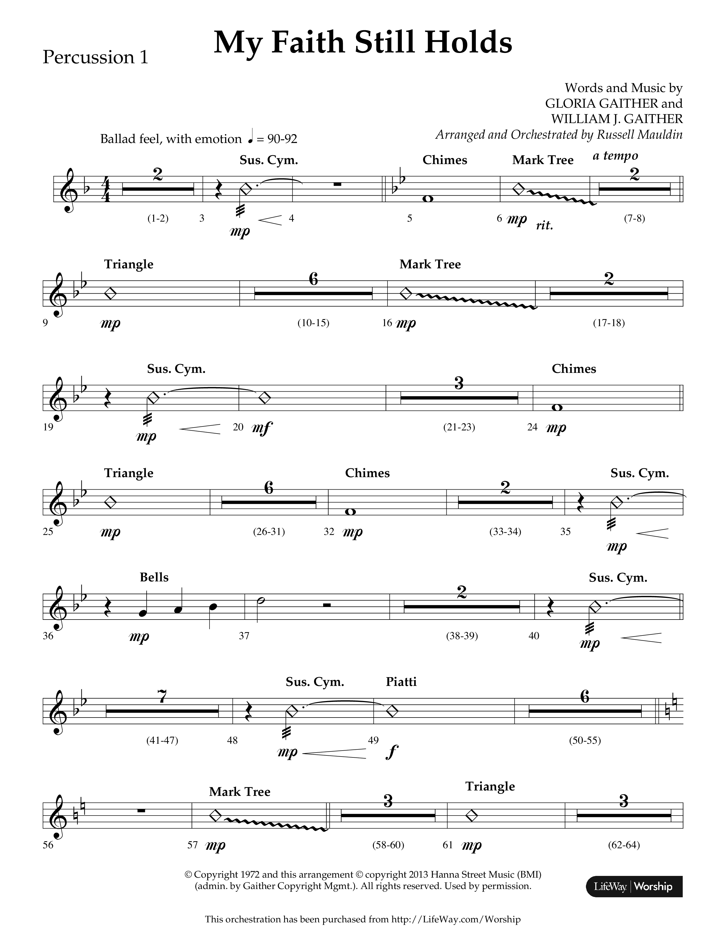 My Faith Still Holds (Choral Anthem SATB) Percussion 1/2 (Lifeway Choral / Arr. Russell Mauldin)