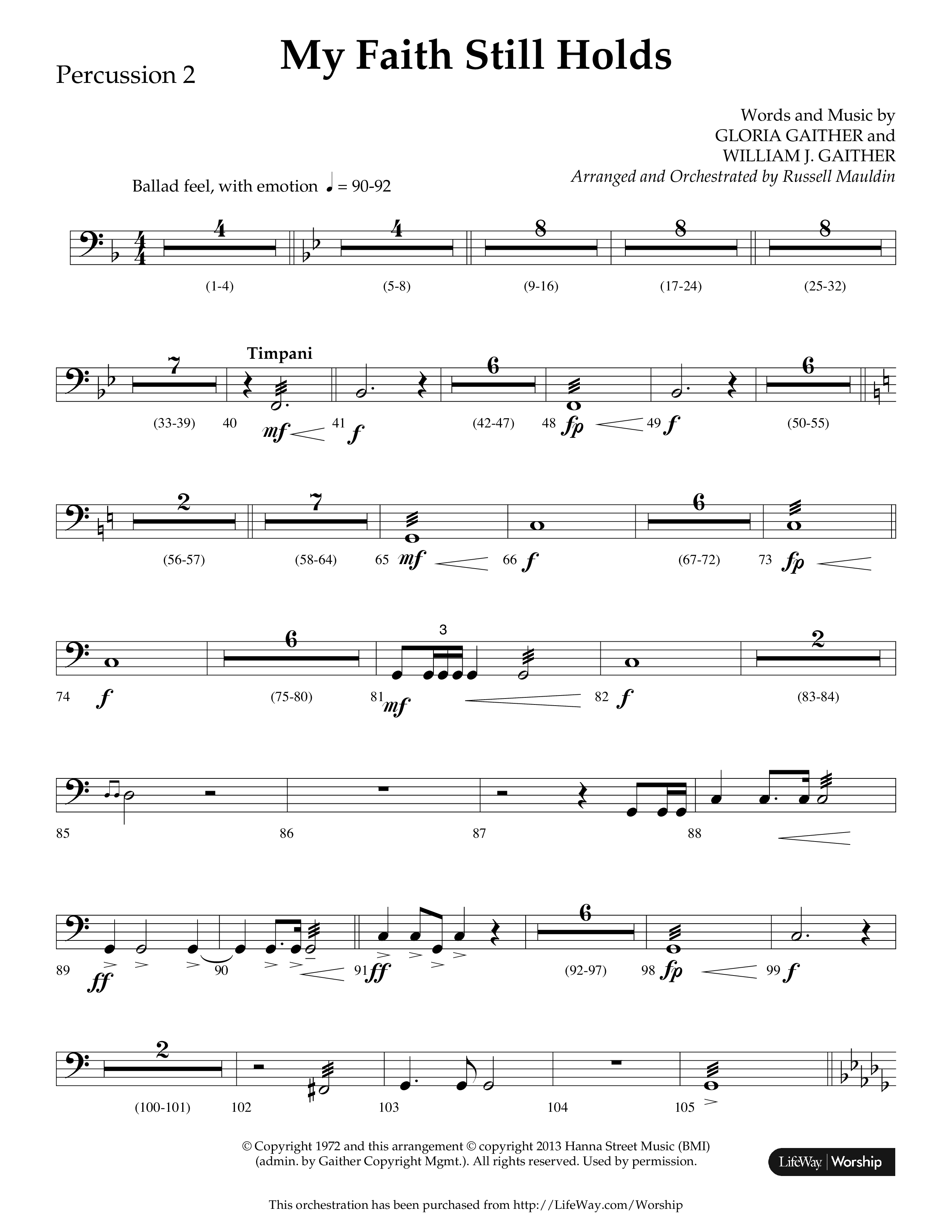 My Faith Still Holds (Choral Anthem SATB) Percussion 1/2 (Lifeway Choral / Arr. Russell Mauldin)