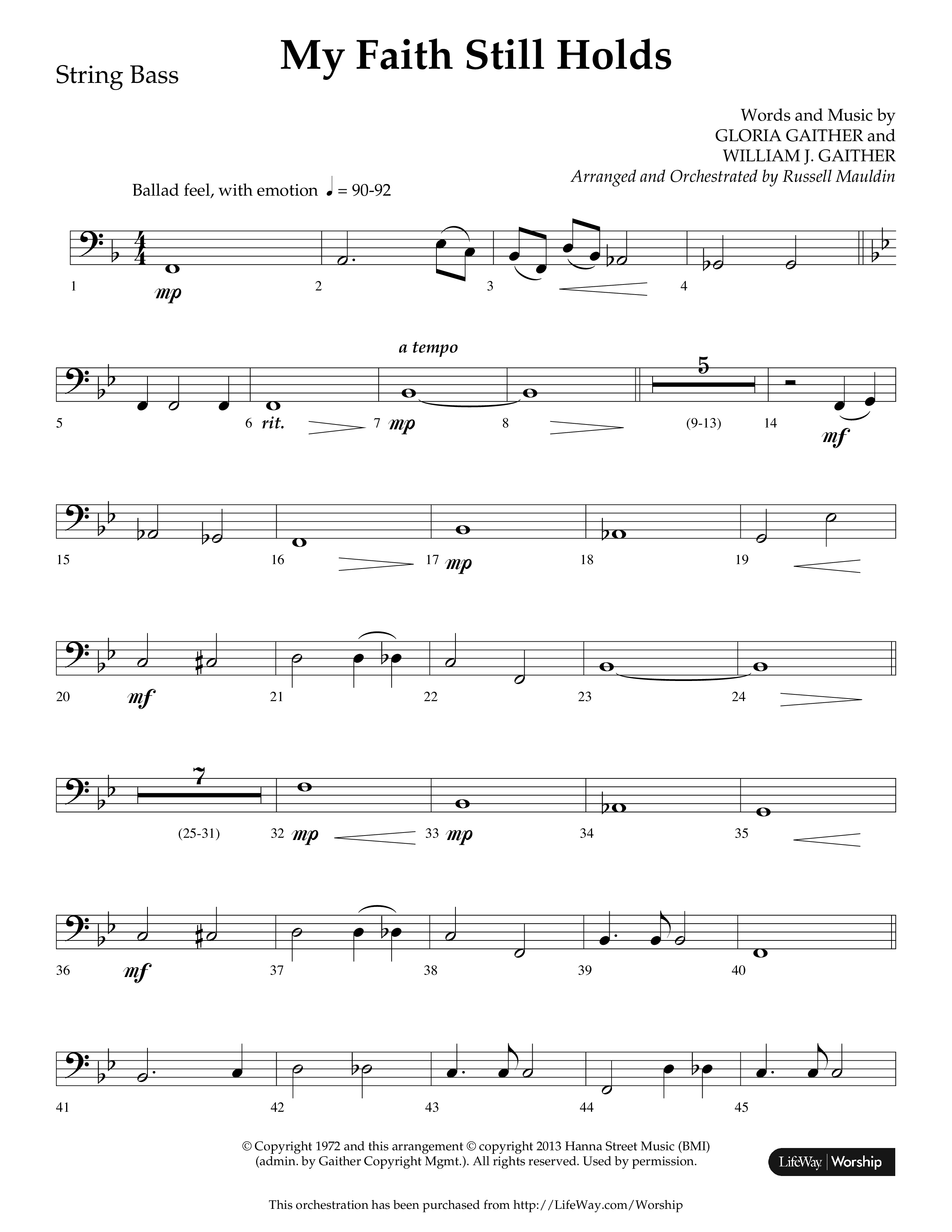 My Faith Still Holds (Choral Anthem SATB) String Bass (Lifeway Choral / Arr. Russell Mauldin)