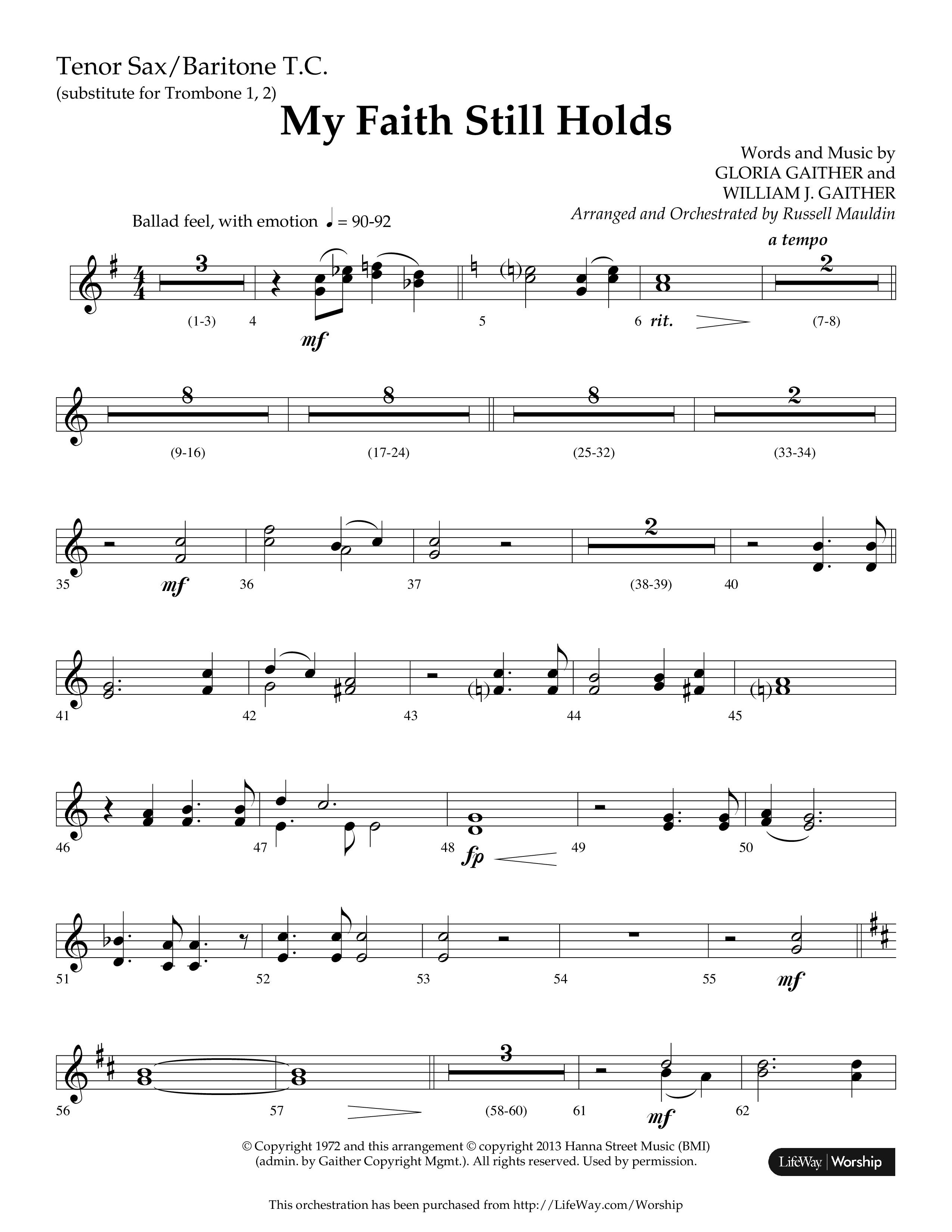 My Faith Still Holds (Choral Anthem SATB) Tenor Sax/Baritone T.C. (Lifeway Choral / Arr. Russell Mauldin)