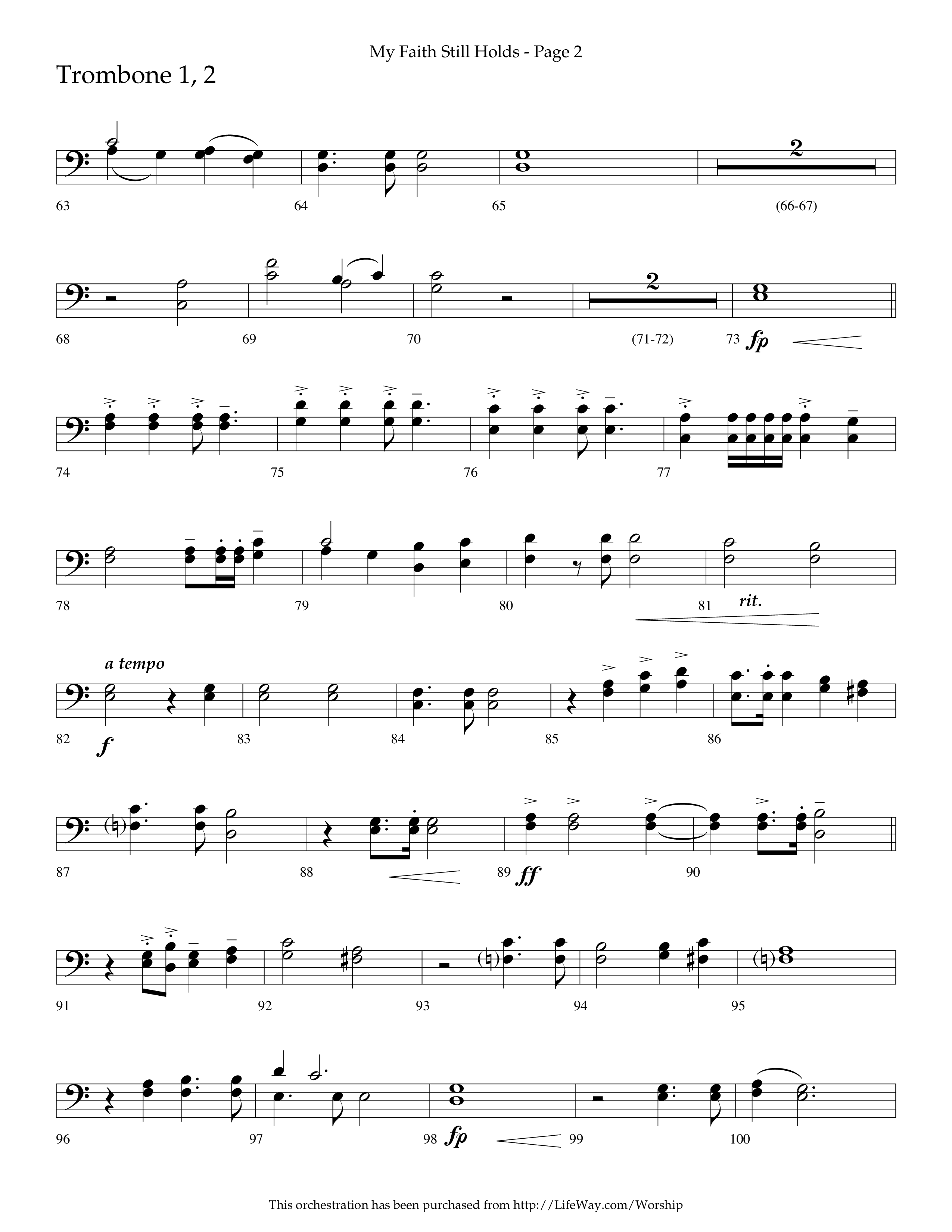 My Faith Still Holds (Choral Anthem SATB) Trombone 1/2 (Lifeway Choral / Arr. Russell Mauldin)