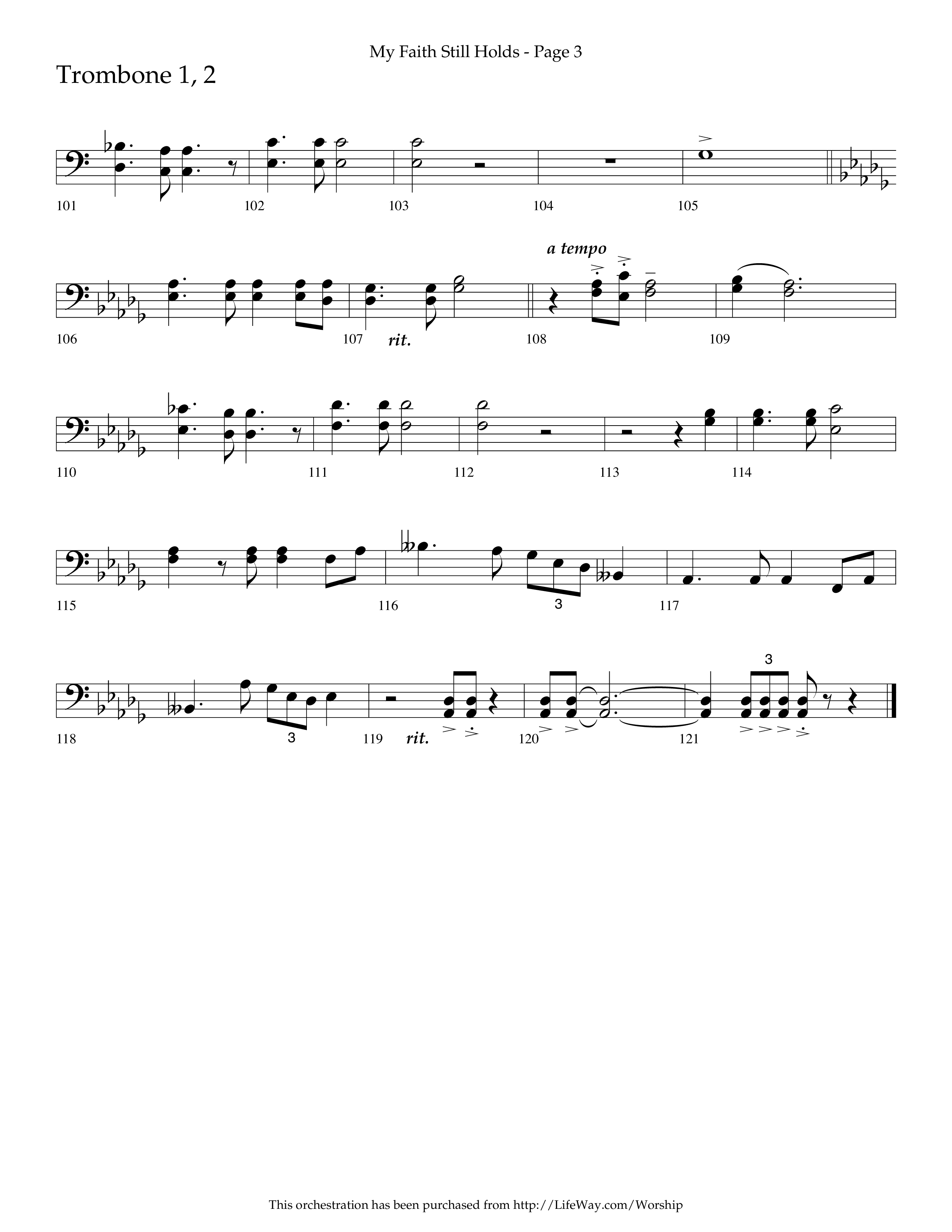 My Faith Still Holds (Choral Anthem SATB) Trombone 1/2 (Lifeway Choral / Arr. Russell Mauldin)