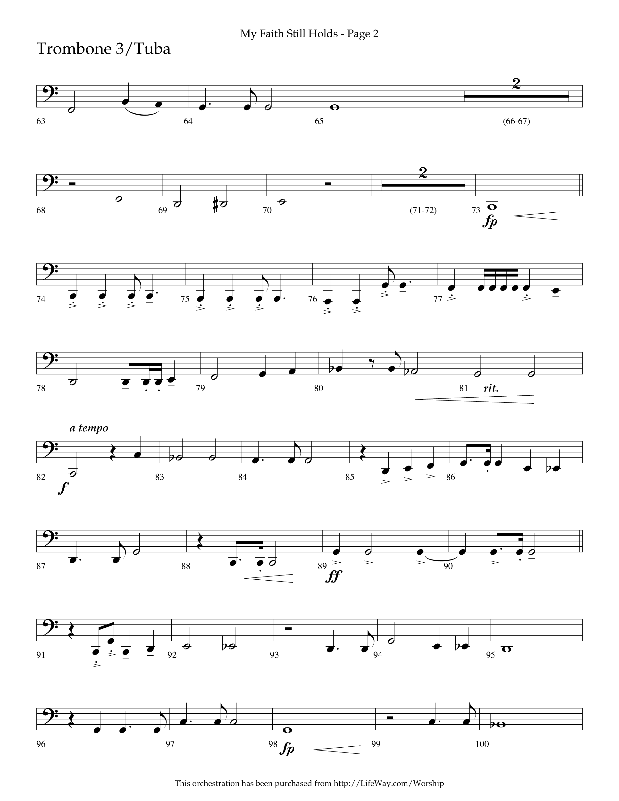 My Faith Still Holds (Choral Anthem SATB) Trombone 3/Tuba (Lifeway Choral / Arr. Russell Mauldin)