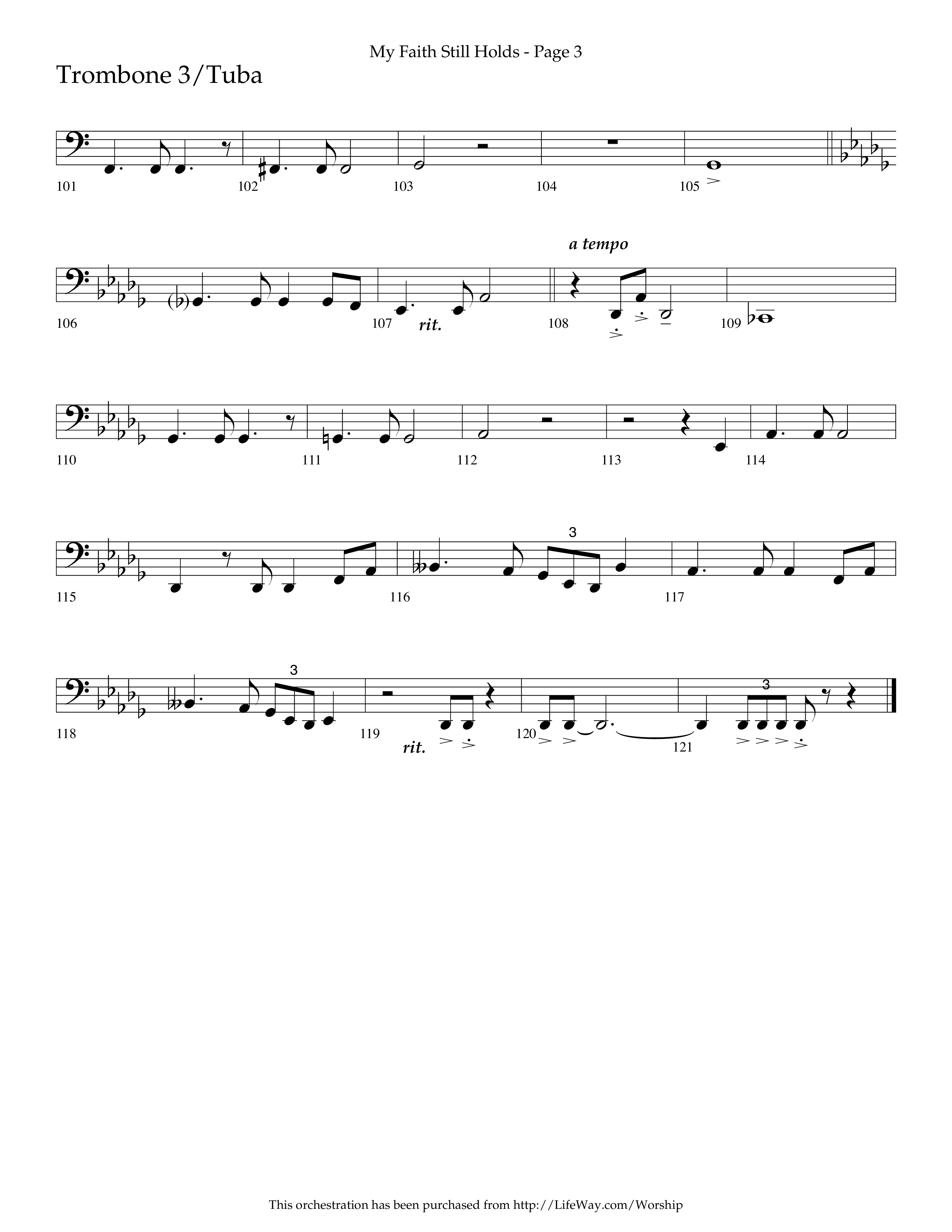 My Faith Still Holds (Choral Anthem SATB) Trombone 3/Tuba (Lifeway Choral / Arr. Russell Mauldin)