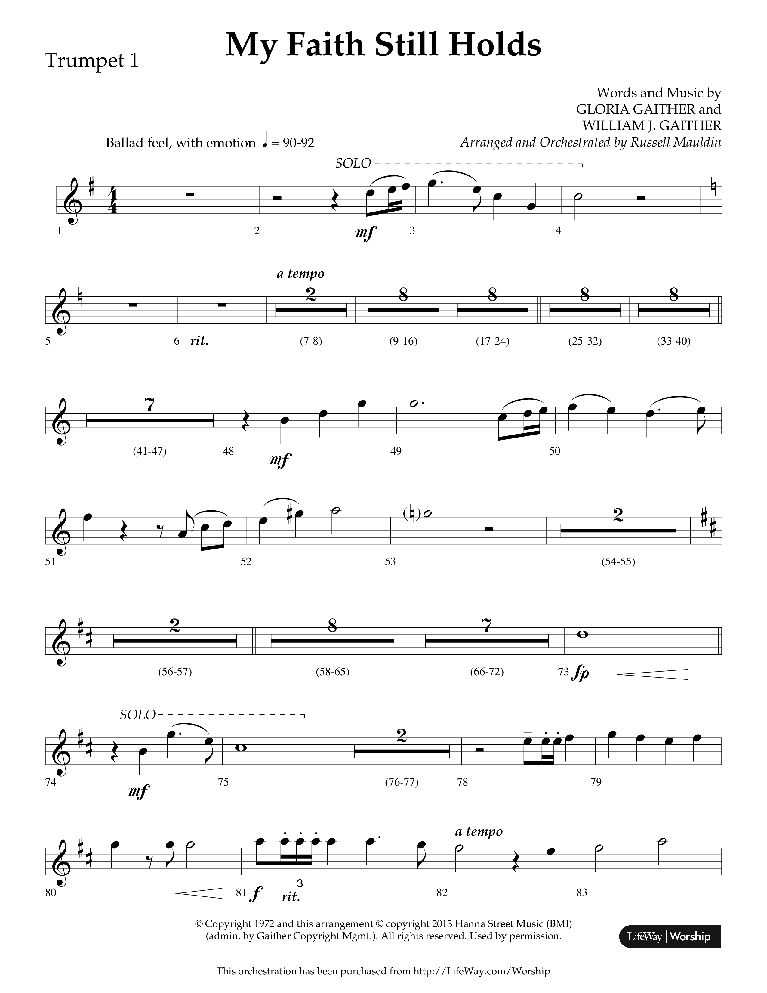My Faith Still Holds (Choral Anthem SATB) Trumpet 1 (Lifeway Choral / Arr. Russell Mauldin)