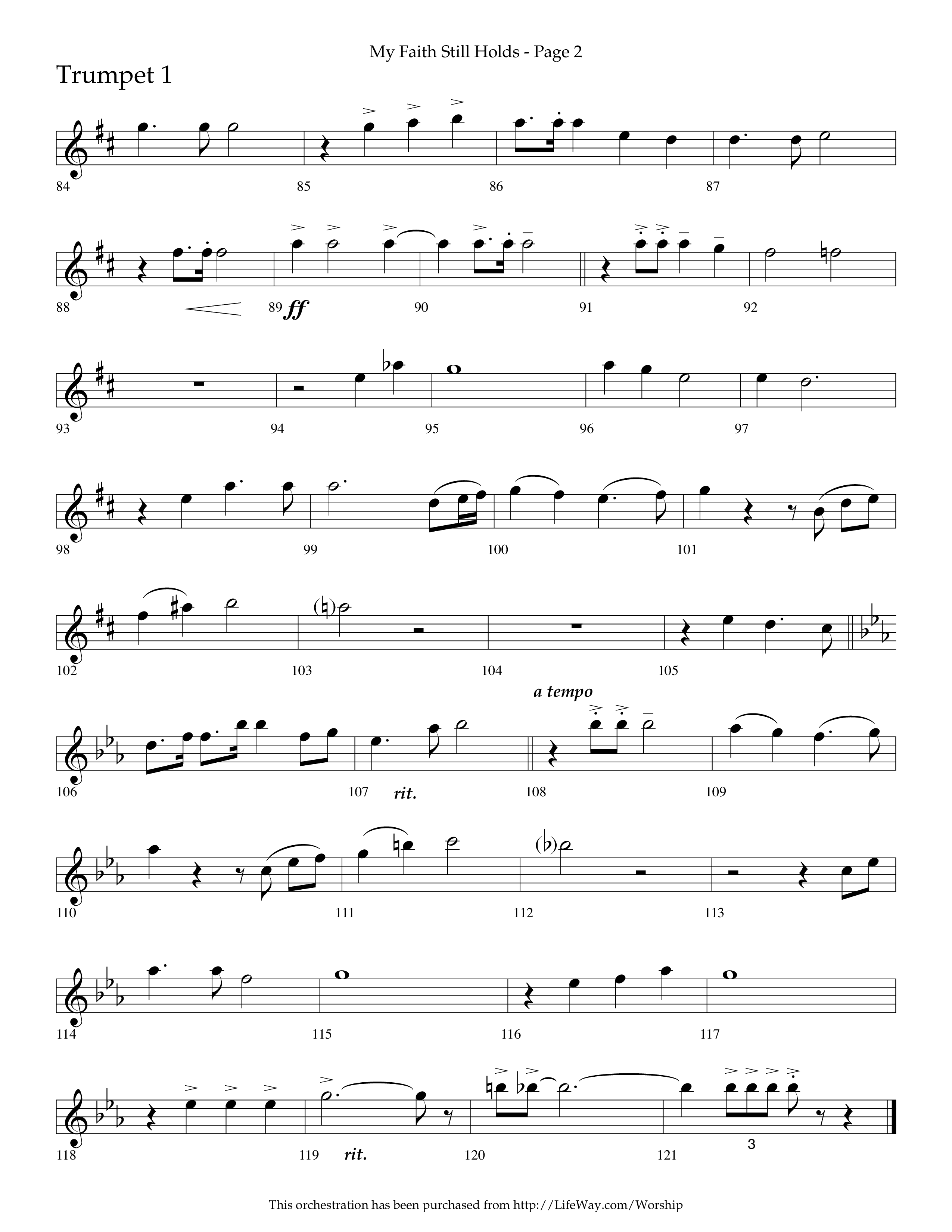 My Faith Still Holds (Choral Anthem SATB) Trumpet 1 (Lifeway Choral / Arr. Russell Mauldin)