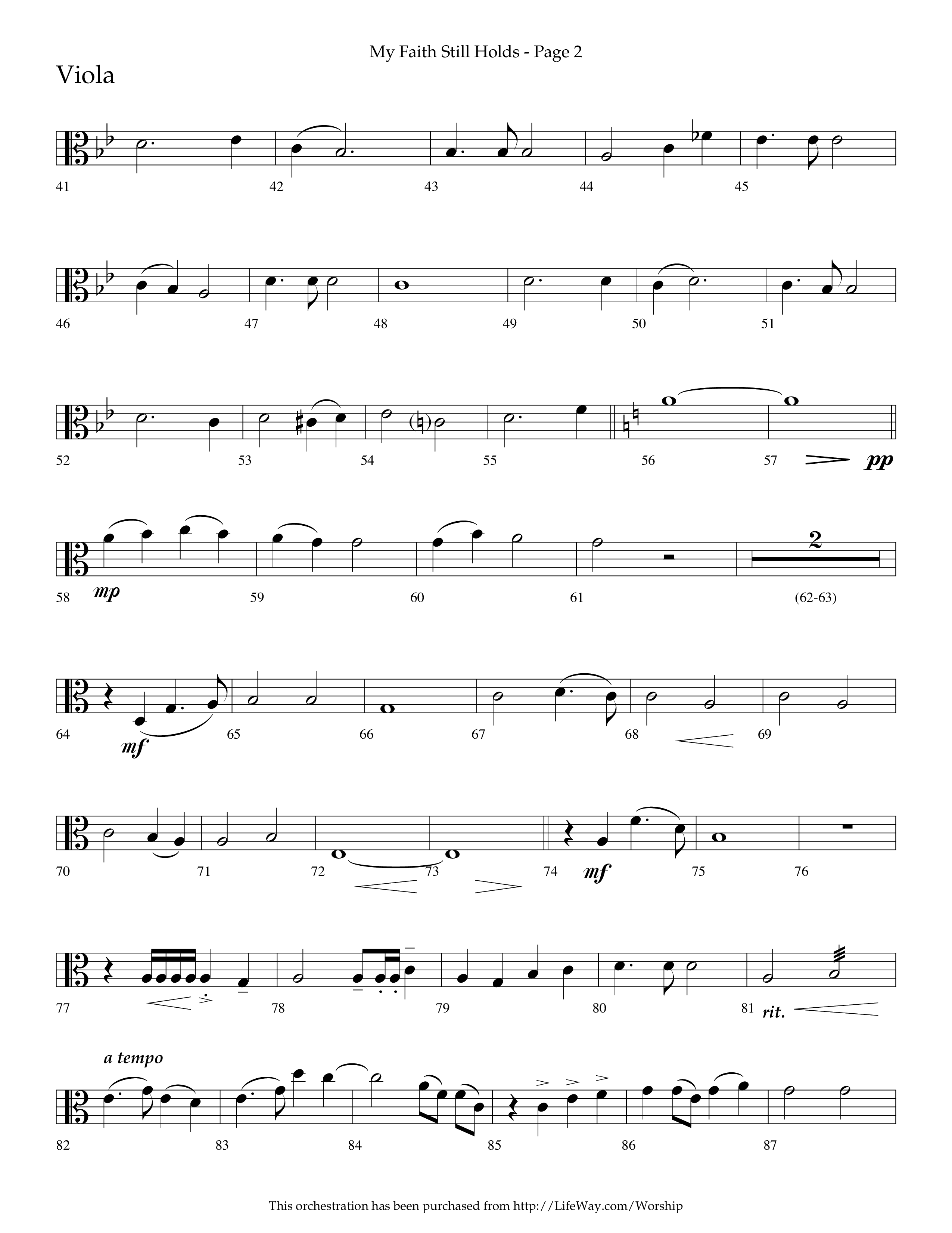 My Faith Still Holds (Choral Anthem SATB) Viola (Lifeway Choral / Arr. Russell Mauldin)