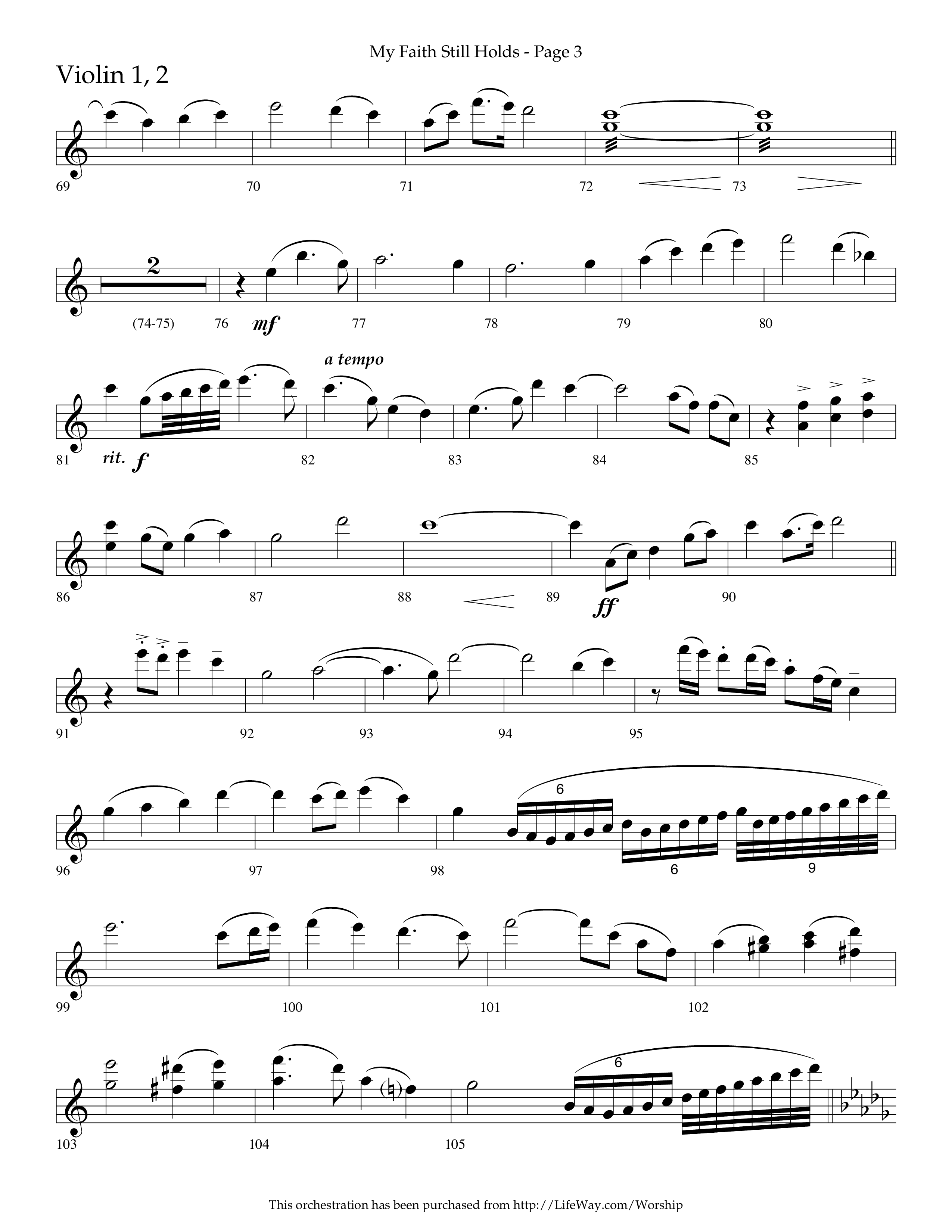 My Faith Still Holds (Choral Anthem SATB) Violin 1/2 (Lifeway Choral / Arr. Russell Mauldin)