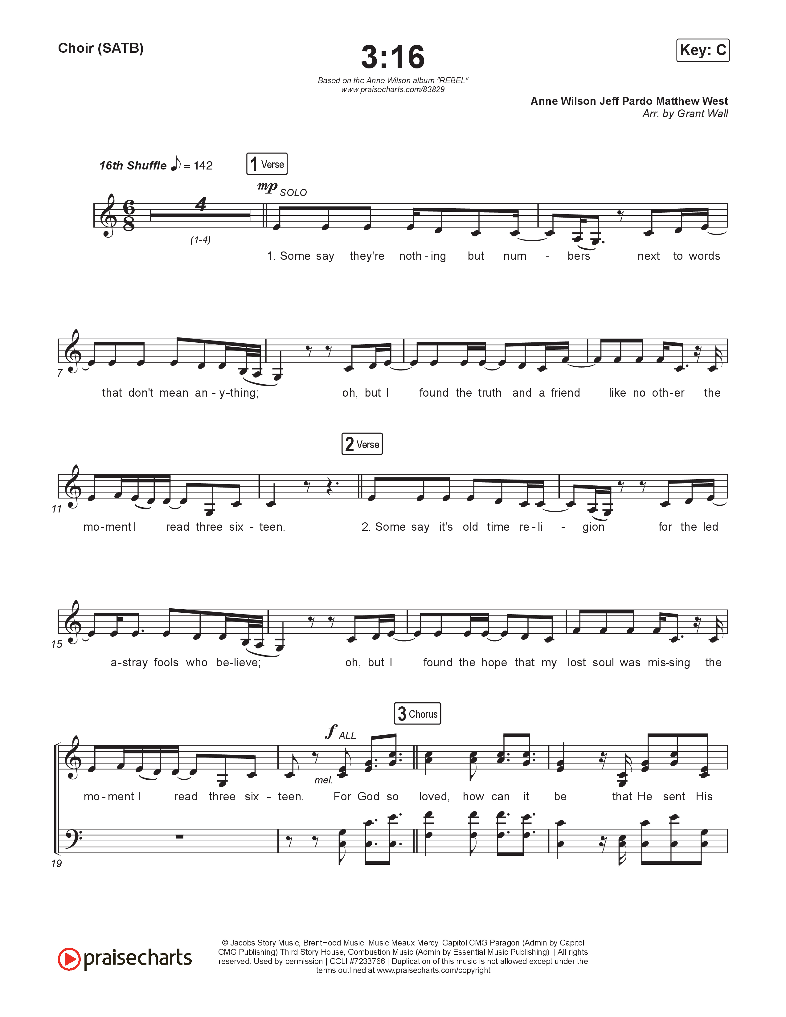 3:16 Choir Sheet (SATB) (Anne Wilson)
