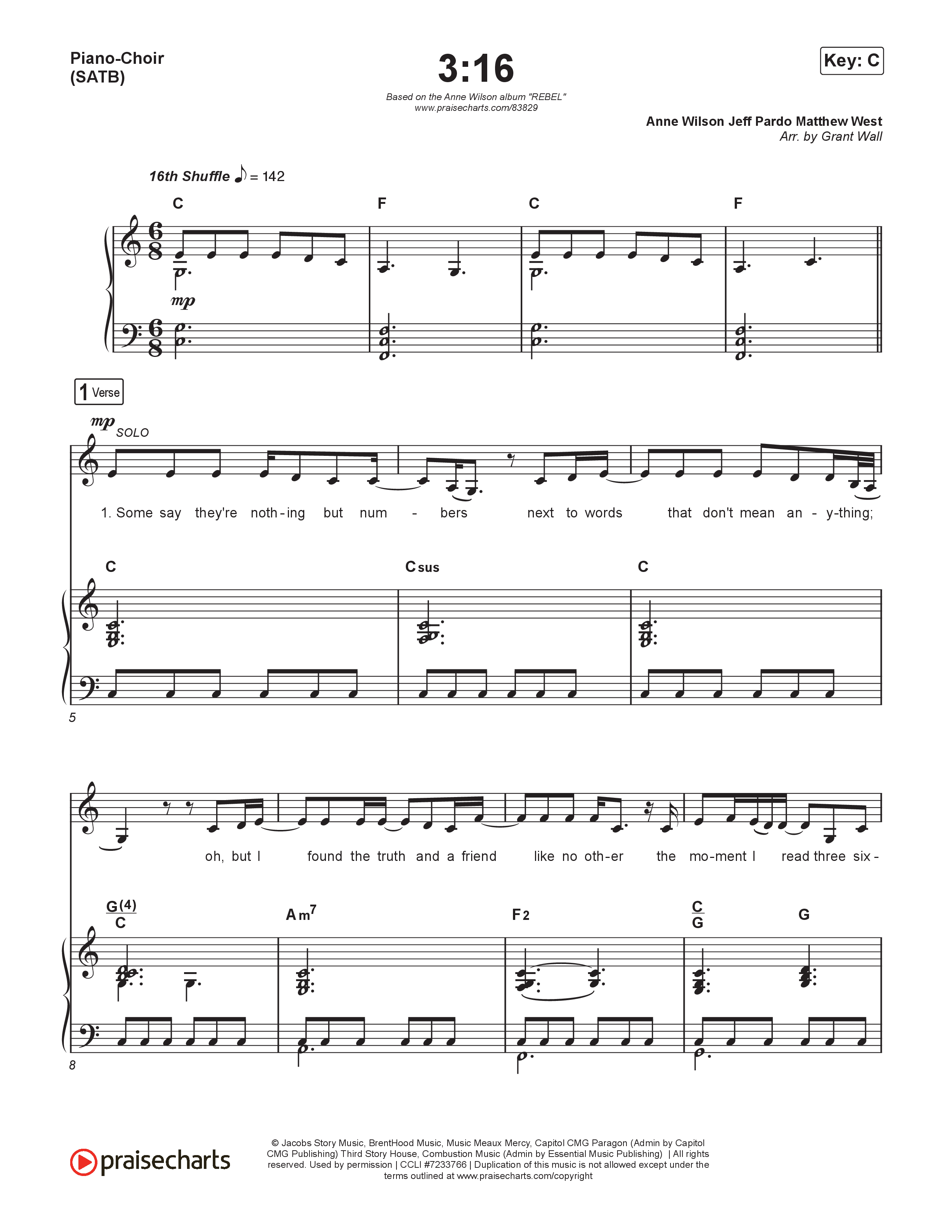 3:16 Piano/Vocal (SATB) (Anne Wilson)