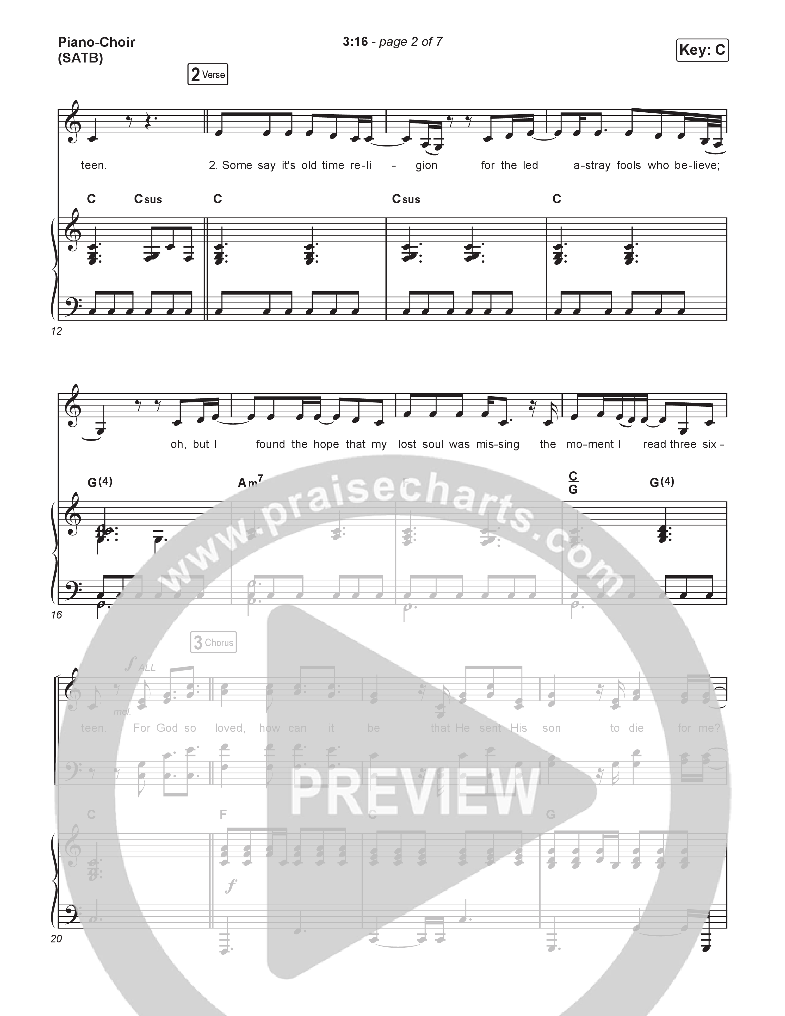 3:16 Piano/Vocal Pack (Anne Wilson)