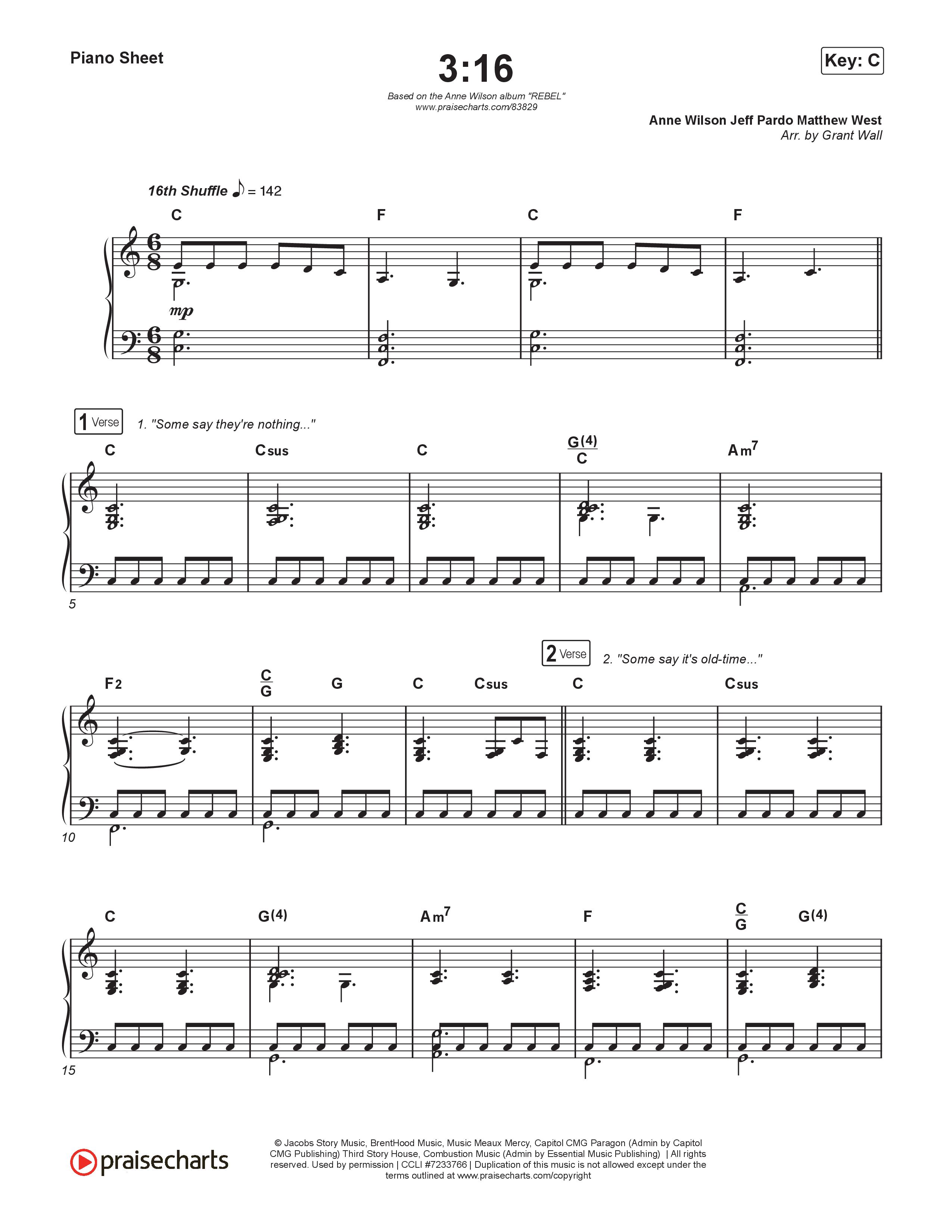 3:16 Piano Sheet (Anne Wilson)