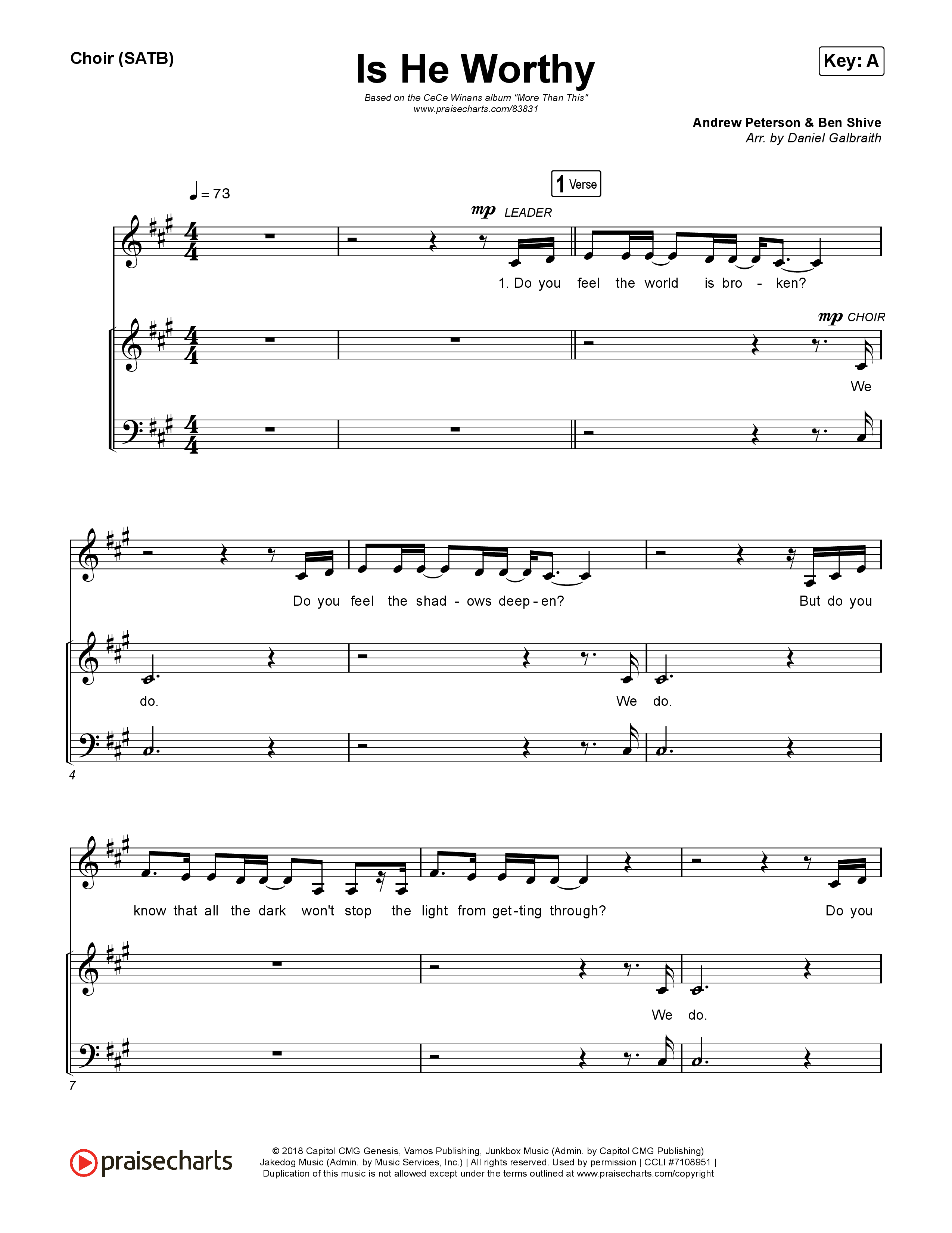 Is He Worthy Choir Sheet (SATB) (CeCe Winans)
