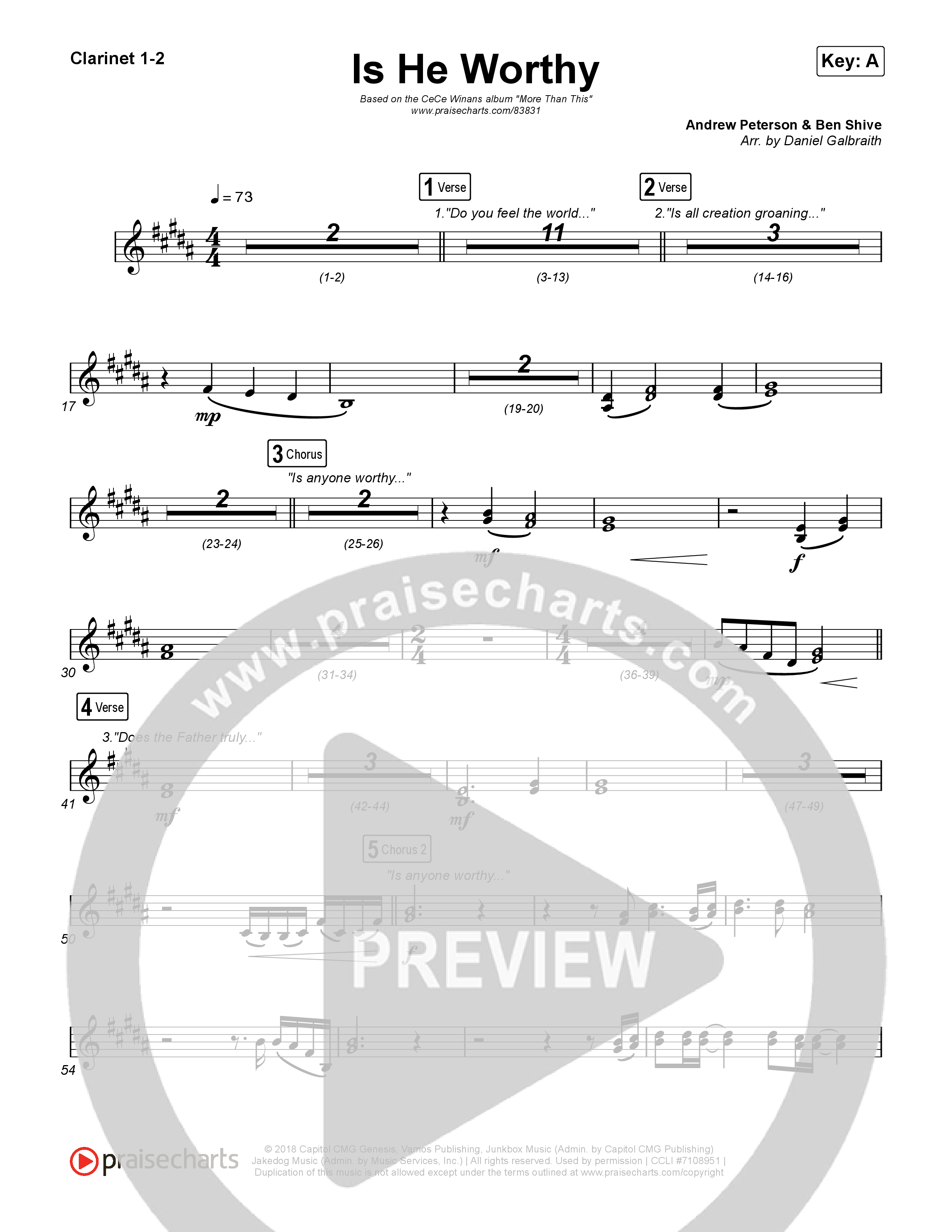 Is He Worthy Clarinet 1/2 (CeCe Winans)