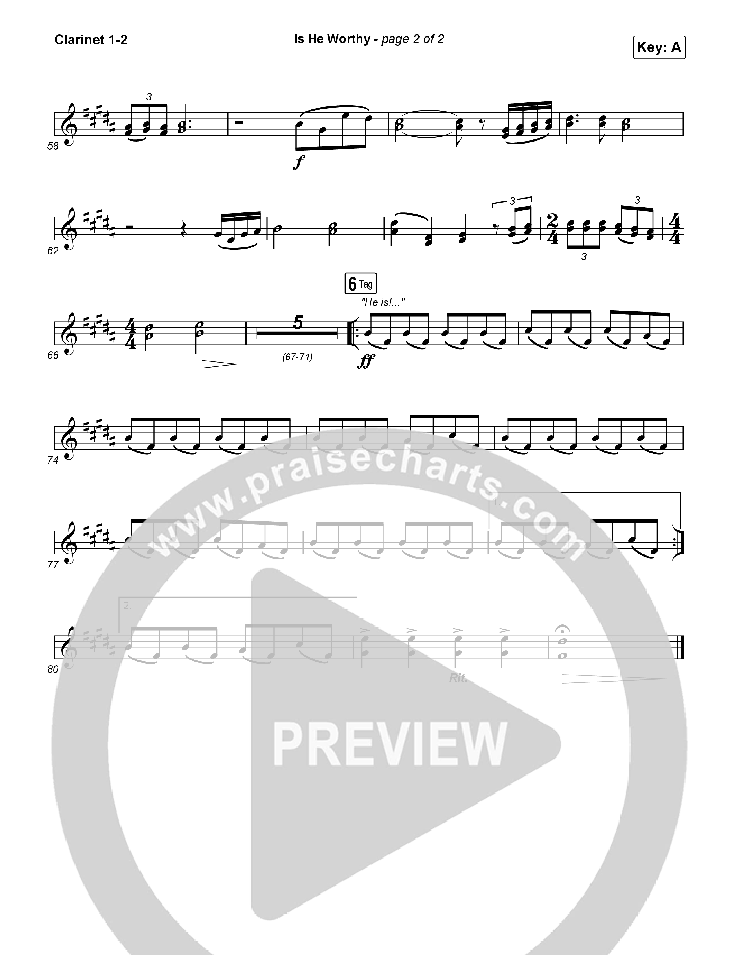 Is He Worthy Clarinet 1/2 (CeCe Winans)