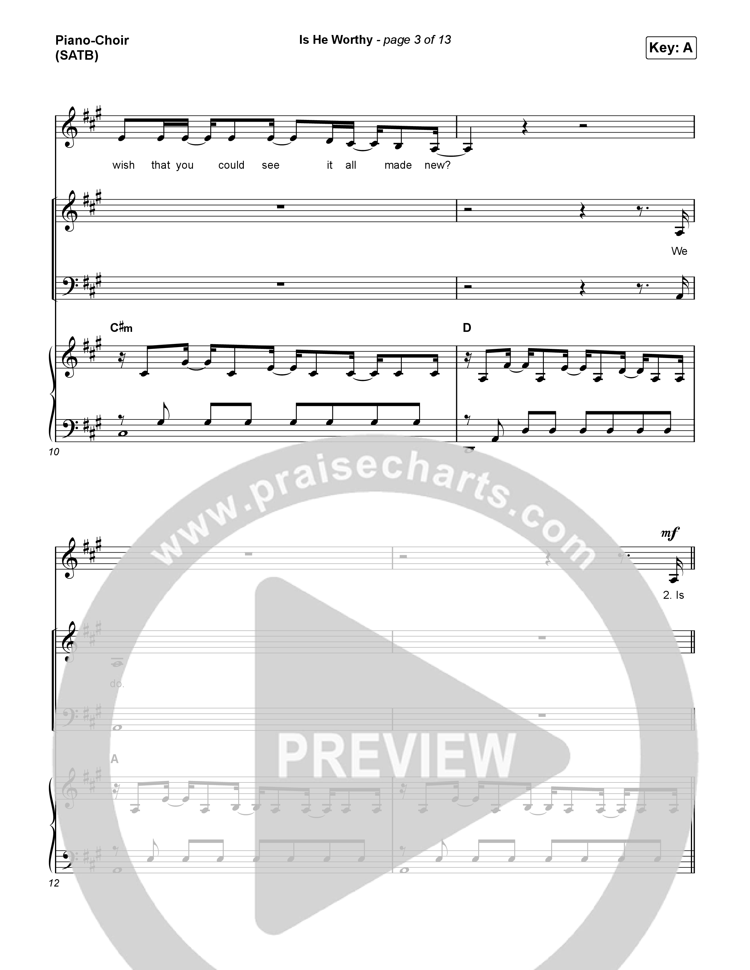 Is He Worthy Piano/Vocal (SATB) (CeCe Winans)