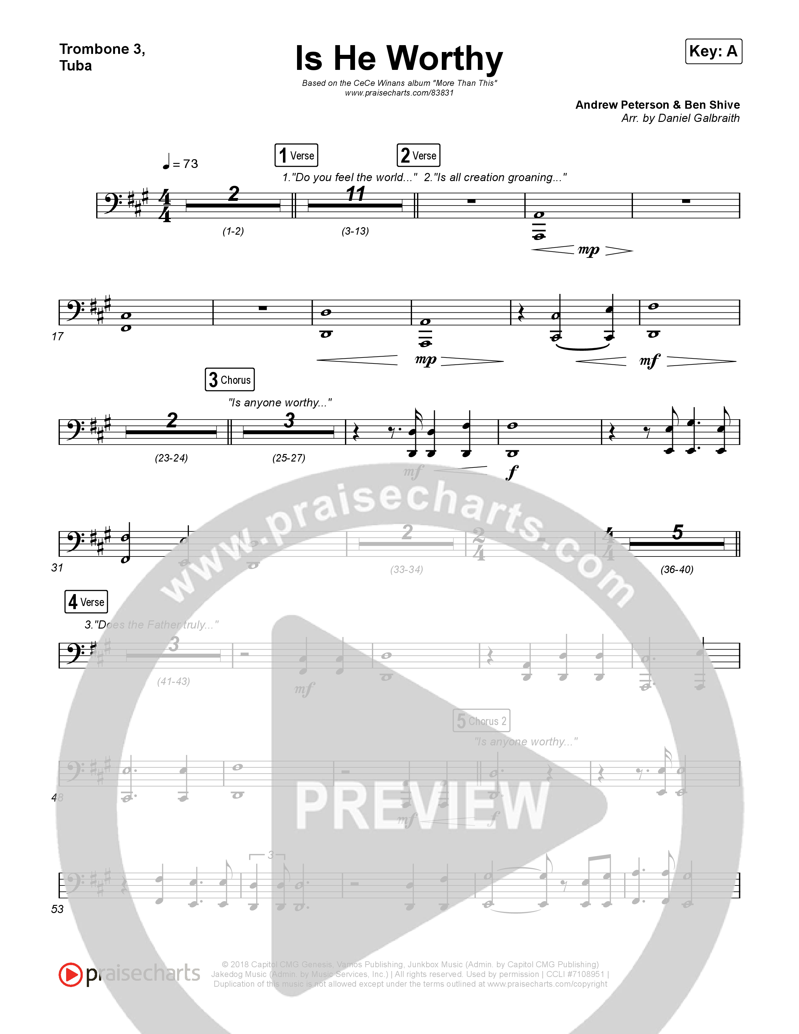 Is He Worthy Trombone 3/Tuba (CeCe Winans)