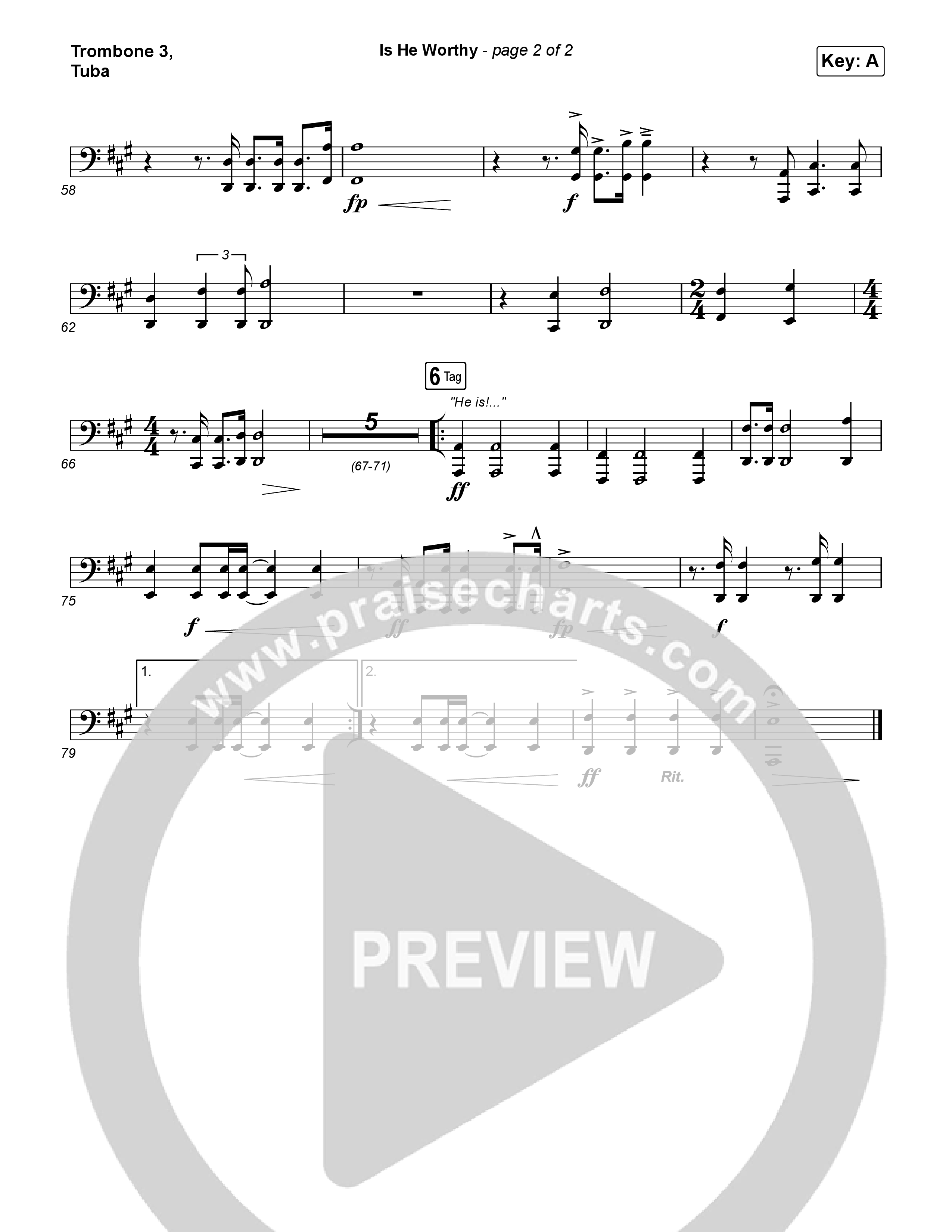 Is He Worthy Trombone 3/Tuba (CeCe Winans)