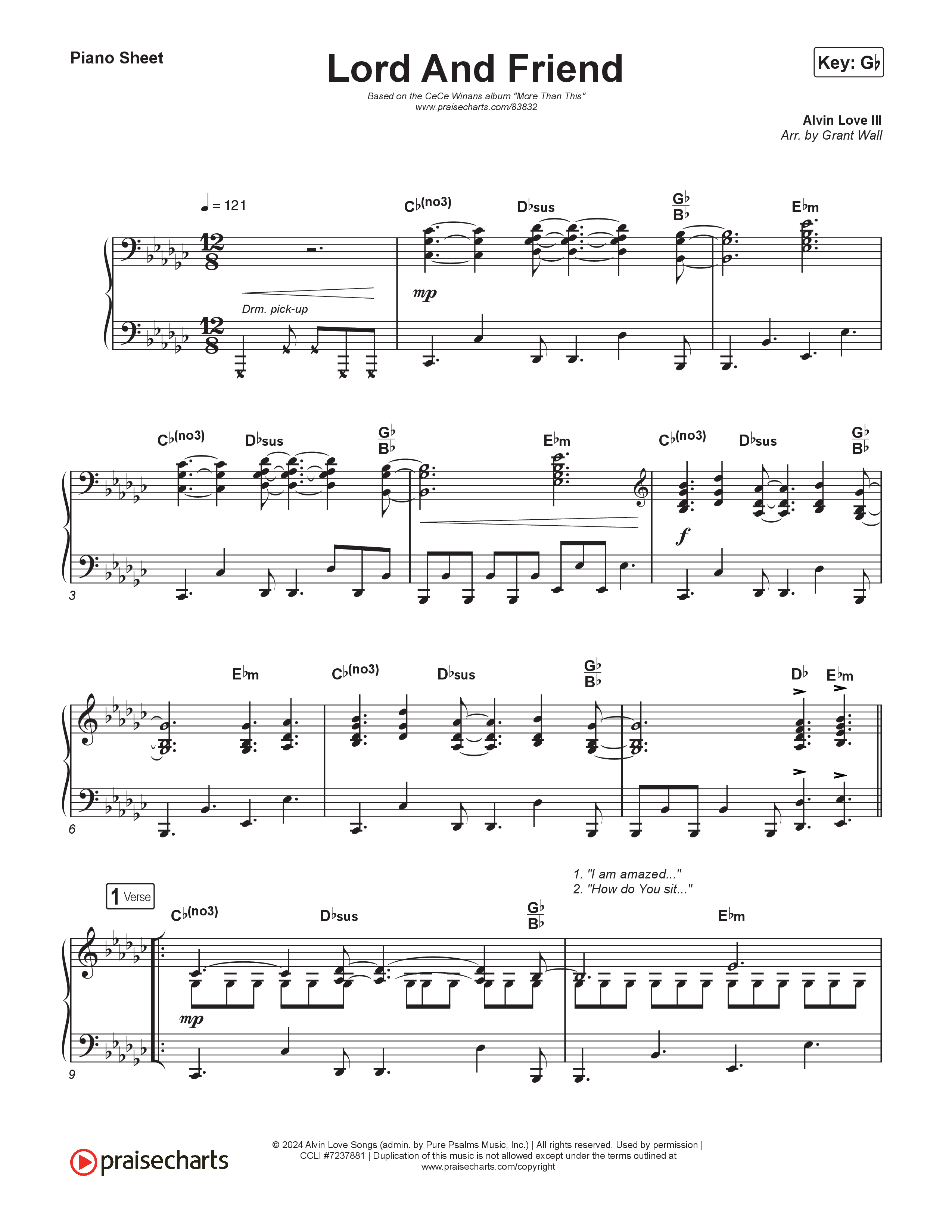 Lord And Friend Piano Sheet (CeCe Winans)