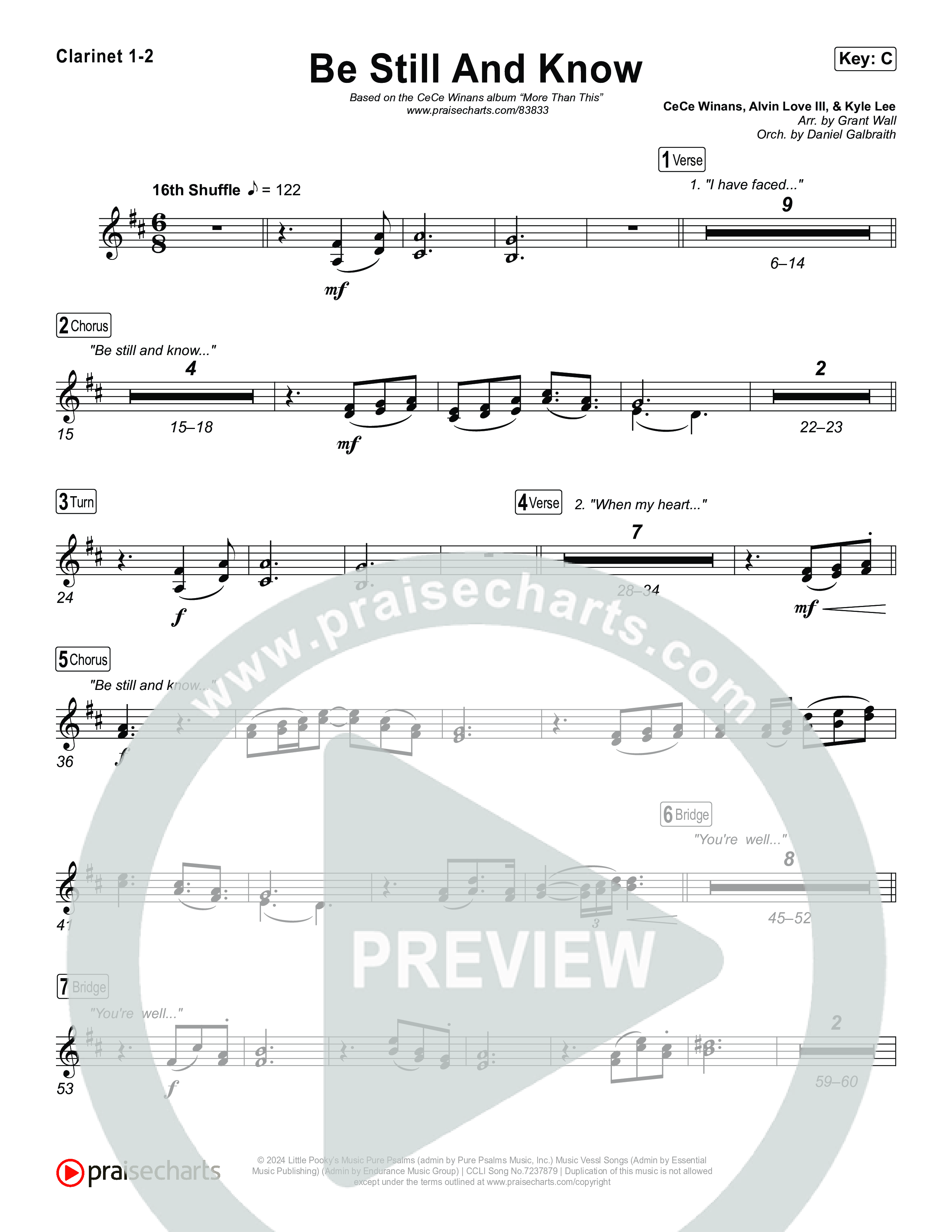 Be Still And Know Clarinet 1/2 (CeCe Winans)