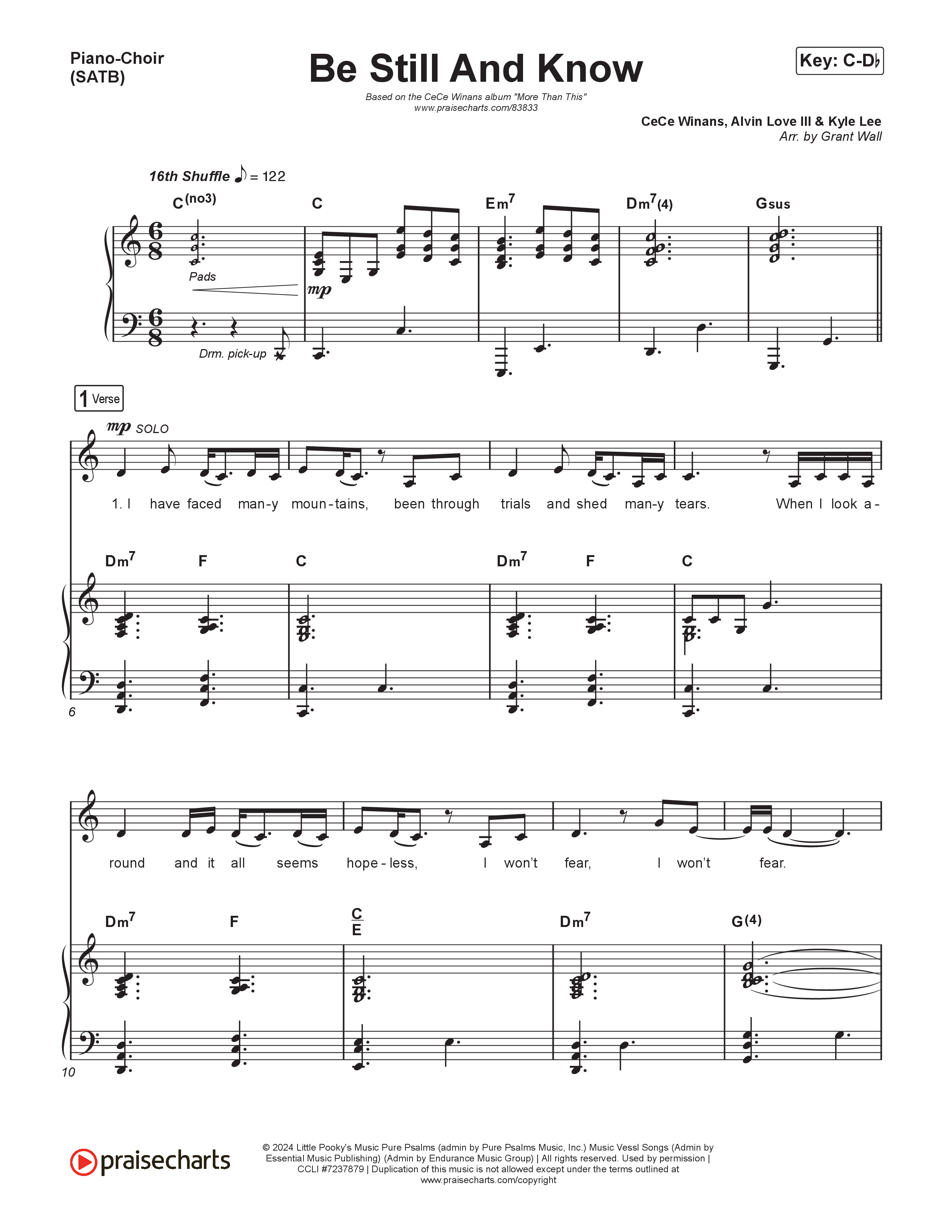 Be Still And Know Piano/Vocal (SATB) (CeCe Winans)