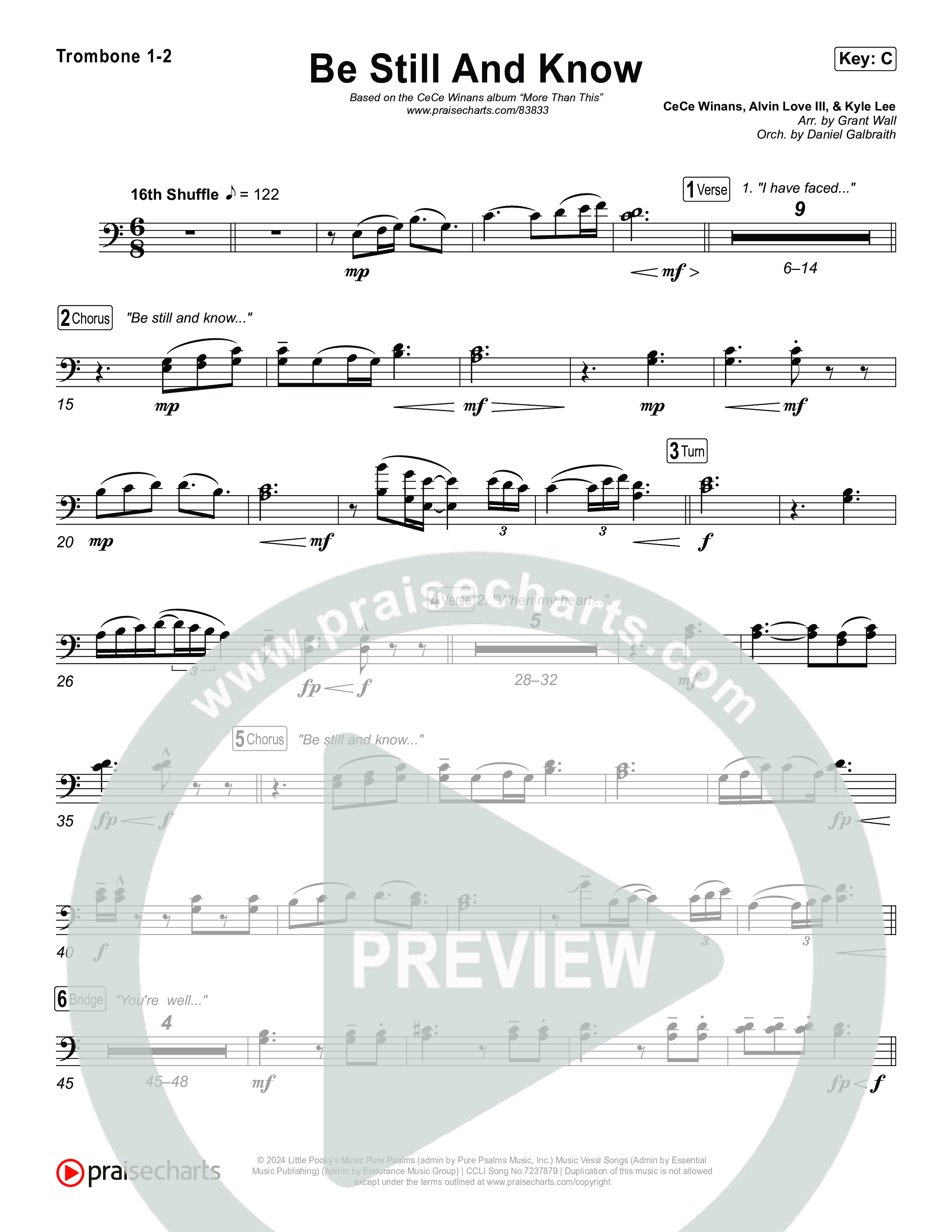 Be Still And Know Trombone 1,2 (CeCe Winans)