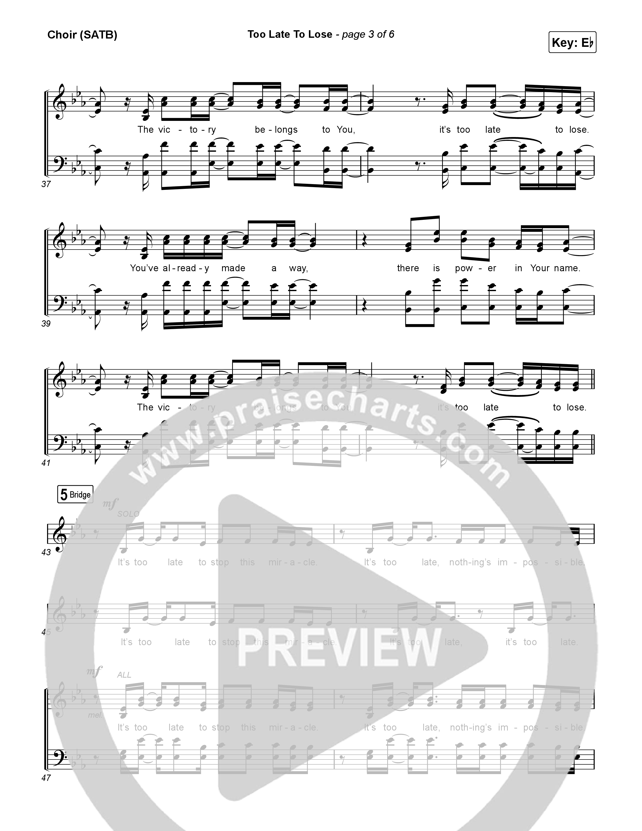 Too Late To Lose Choir Sheet (SATB) (CeCe Winans)