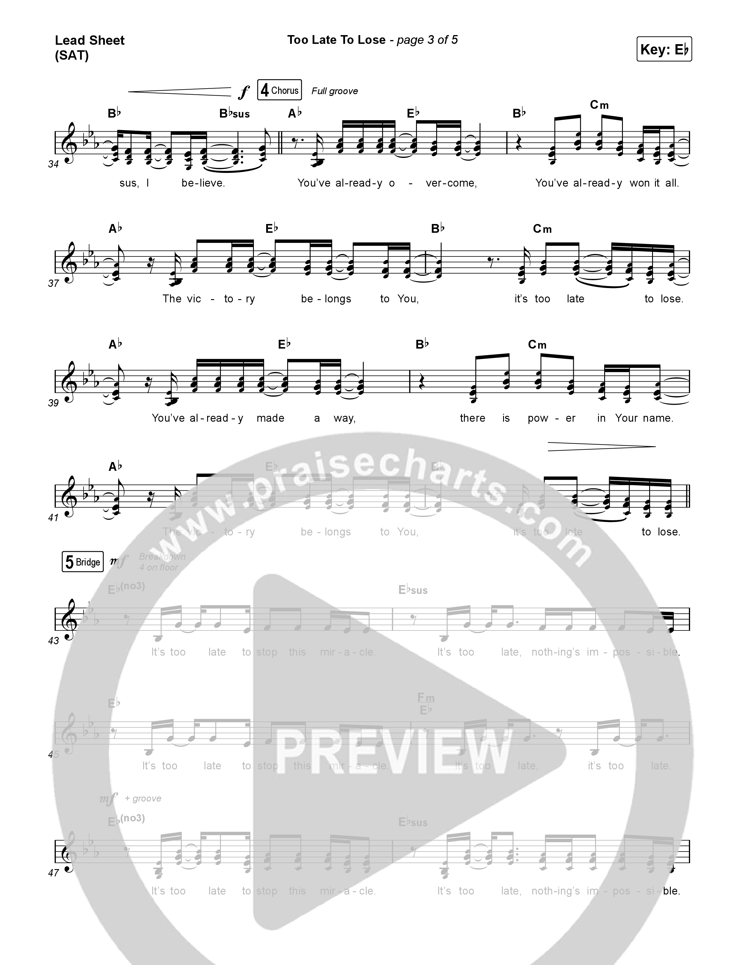 Too Late To Lose Lead Sheet (SAT) (CeCe Winans)