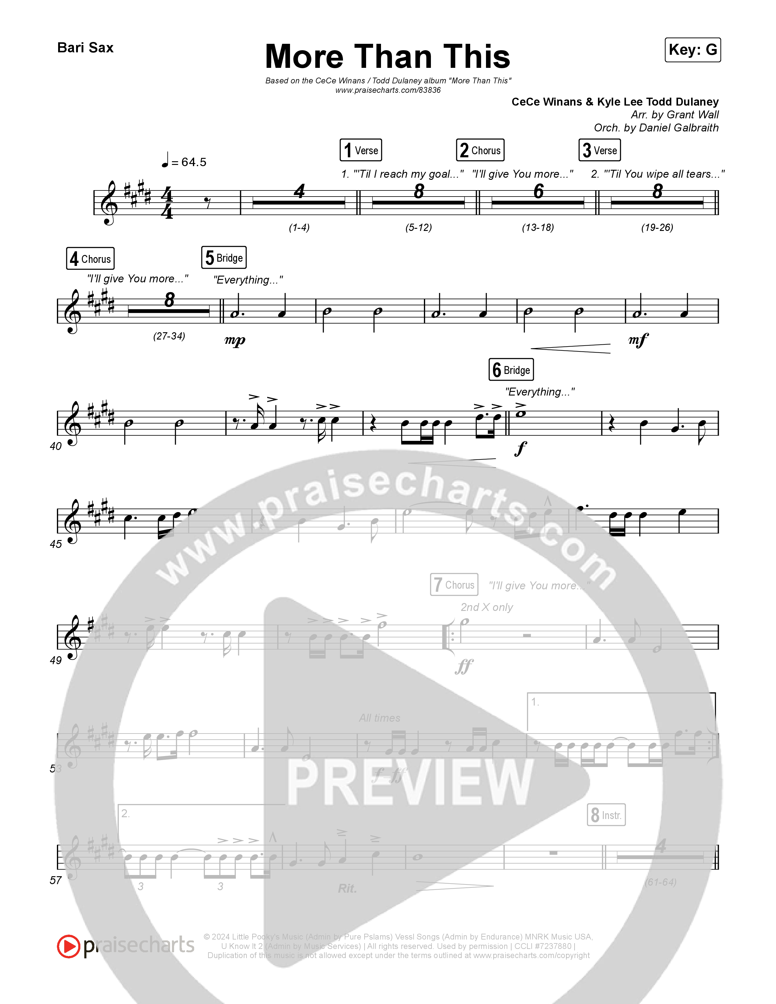 More Than This Bari Sax (CeCe Winans / Todd Dulaney)