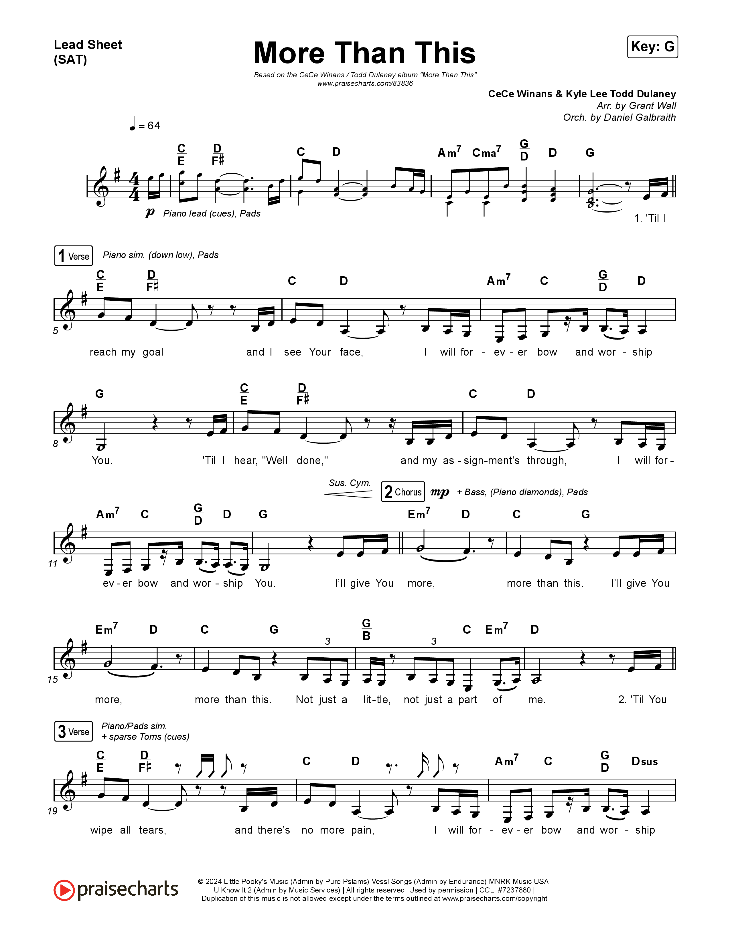 More Than This Lead Sheet (SAT) (CeCe Winans / Todd Dulaney)