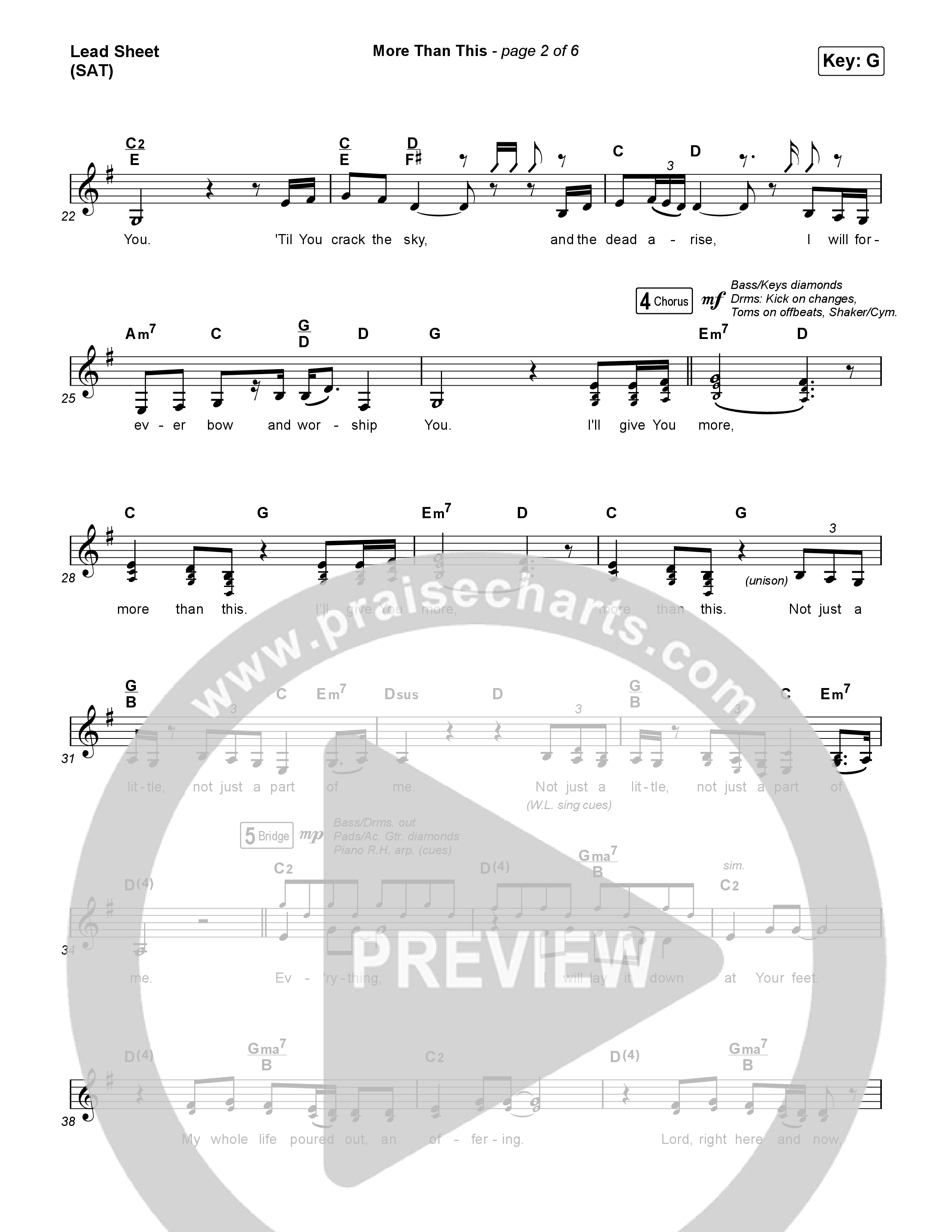 More Than This Lead Sheet (SAT) (CeCe Winans / Todd Dulaney)